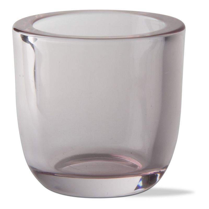 Blush Glass Tealight Holder, 3.14L x 3.14W x 3.07H inches