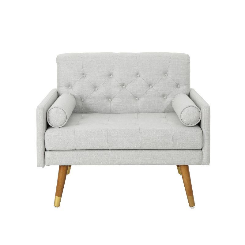 Light Gray Mid-Century Modern Tufted Club Chair