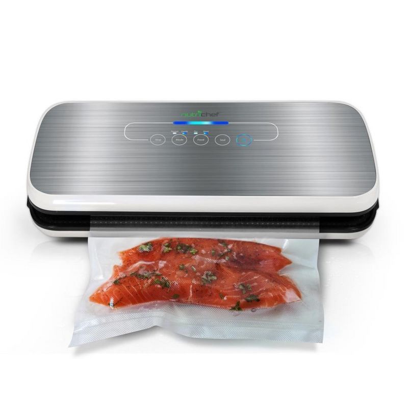 NutriChef Silver Automatic Food Vacuum Sealer with Starter Kit