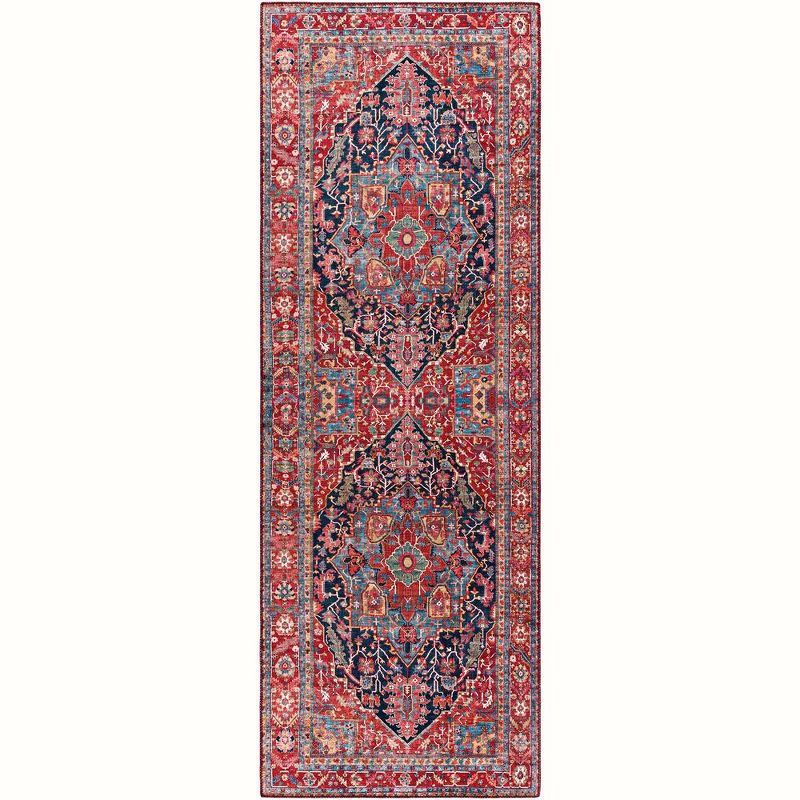 Linden Traditional Bright Red Wool Runner Rug 2'6" x 7'6"