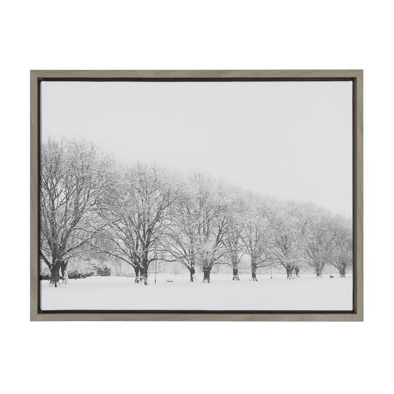 Gray Winter Landscape Framed Canvas Wall Art, 18x24