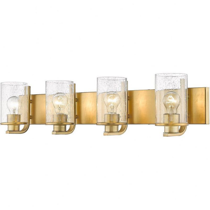 Beckett Olde Brass 4-Light Vanity with Clear Seedy Glass Shades