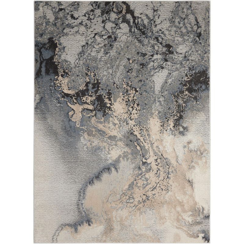 Maxell Gray and Beige Abstract Medium Synthetic Area Rug