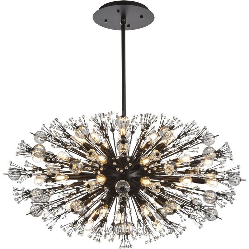 Vera Modern Black Crystal and Metal 38-Light Pendant