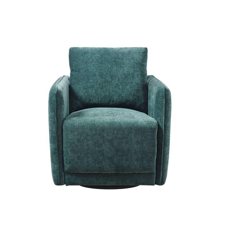 Teal Velvet Channel Quilted Swivel Accent Chair