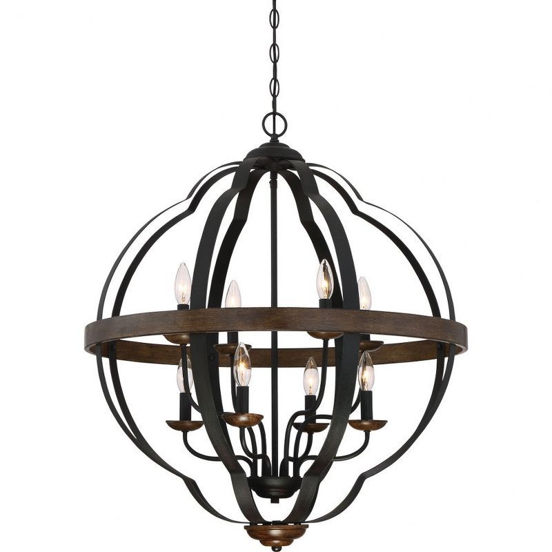 Marcado Black 8-Light Glass and Steel Chandelier