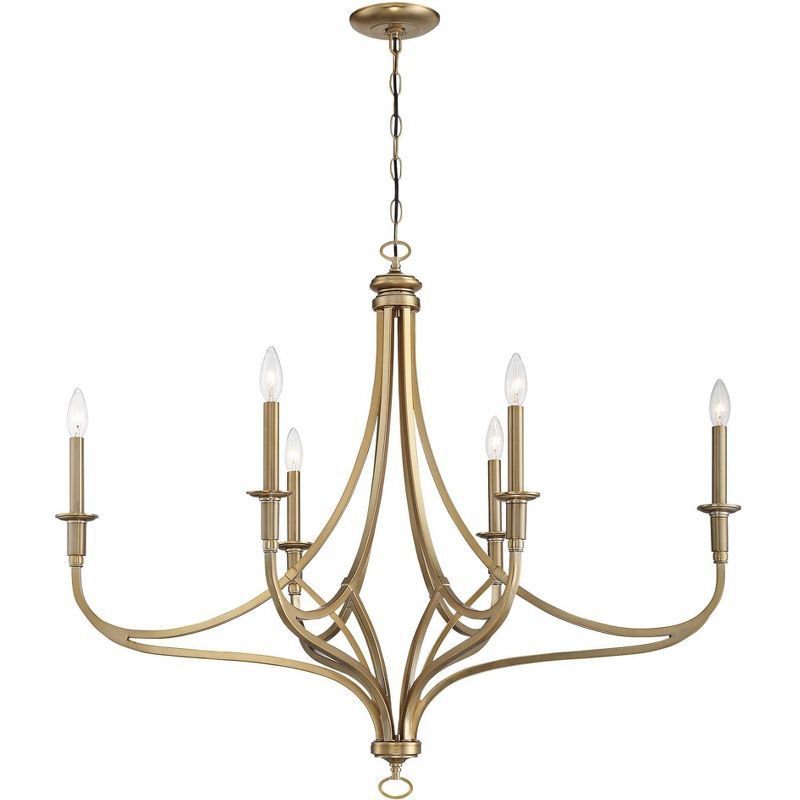 Brushed Honey Gold 40" 6-Light Candle Chandelier