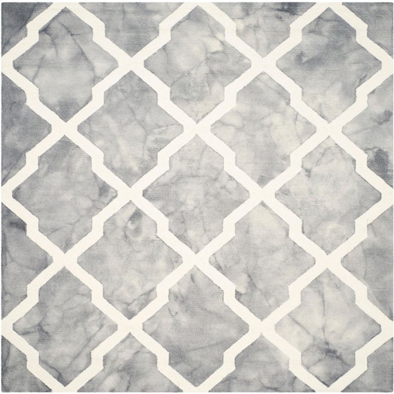 Handmade Grey and Ivory Wool Square Area Rug, 7'x7'