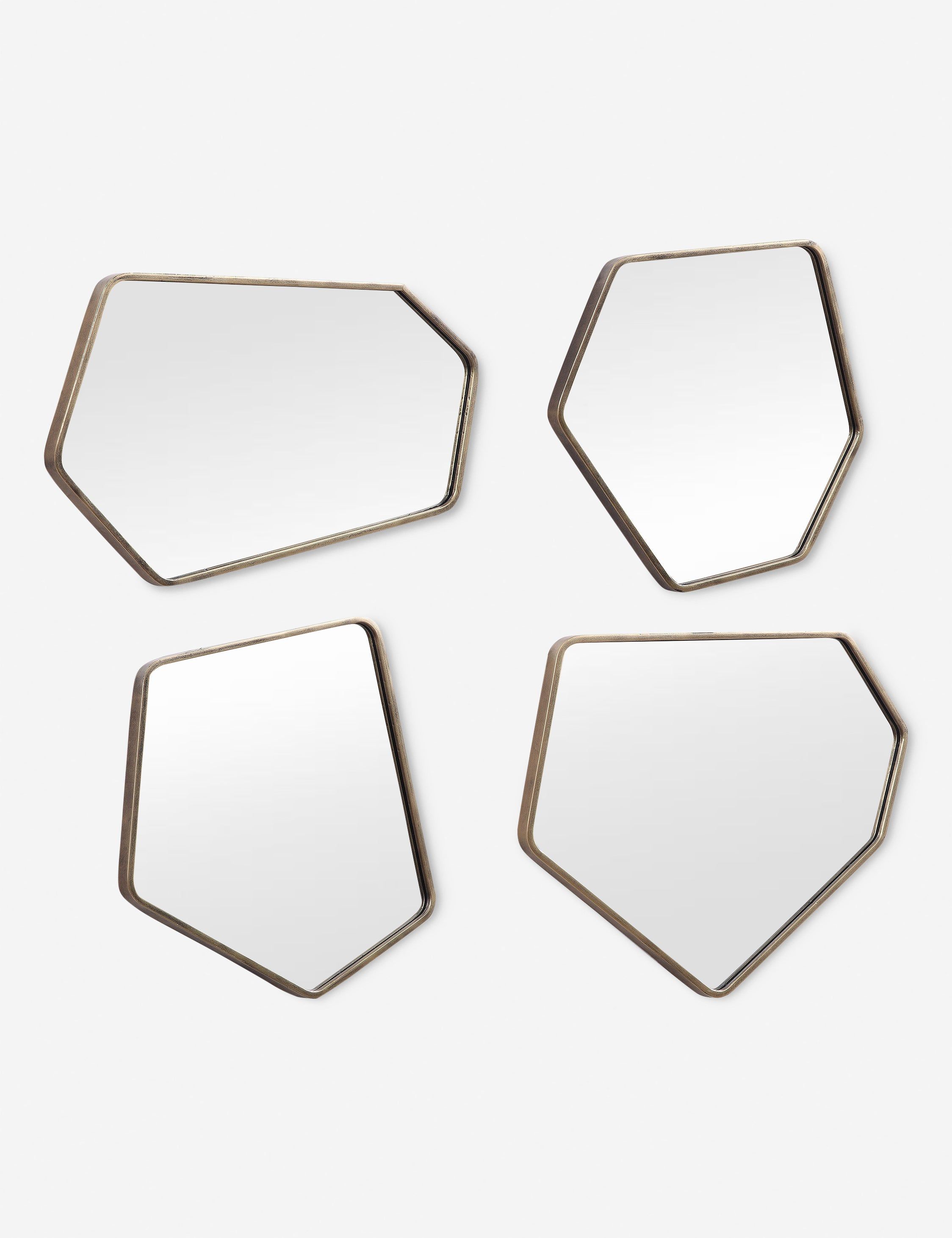 Set of 4 Gold Geometric Wood Mirrors