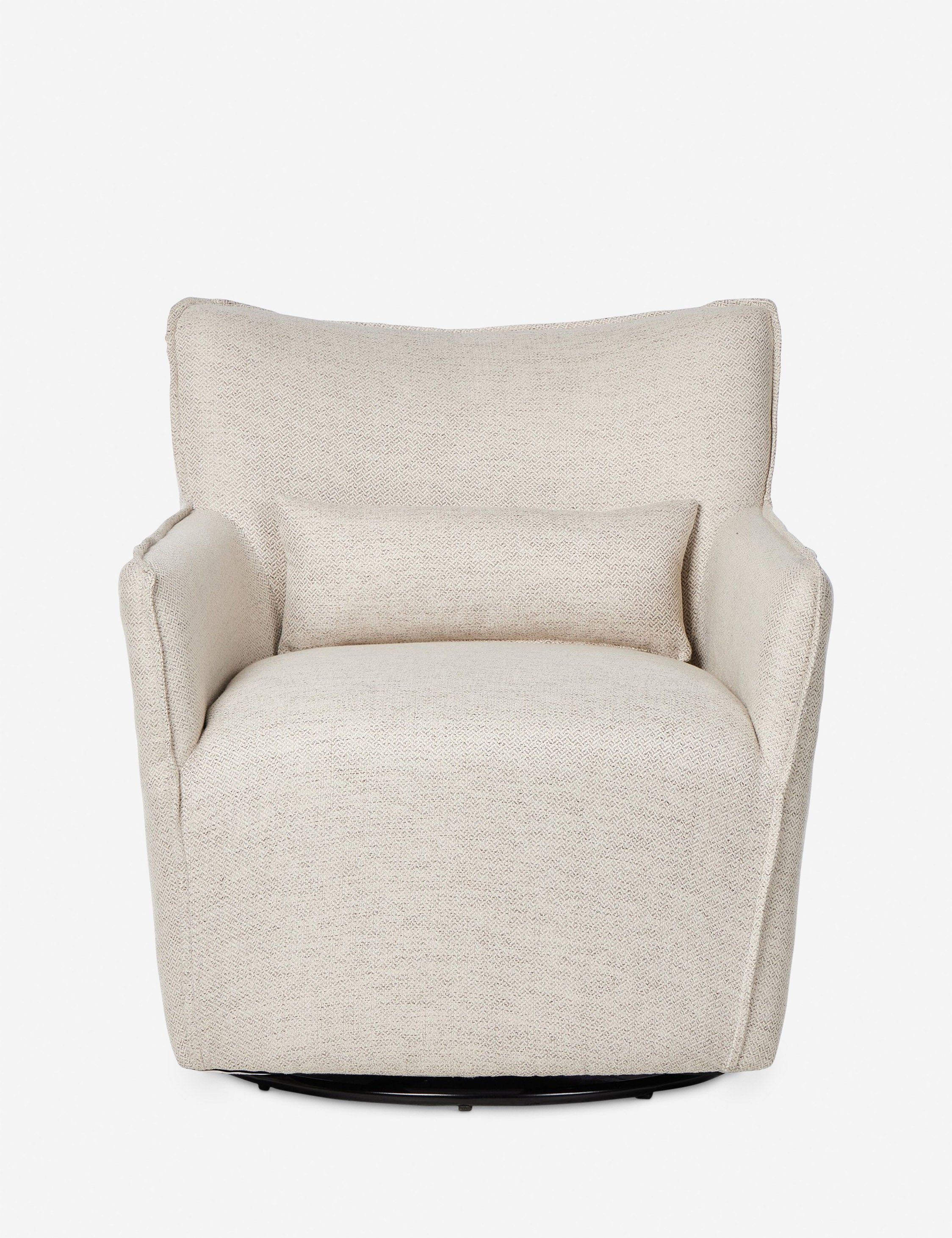 Noble Platinum Barrel Swivel Armchair with Lumbar Pillow