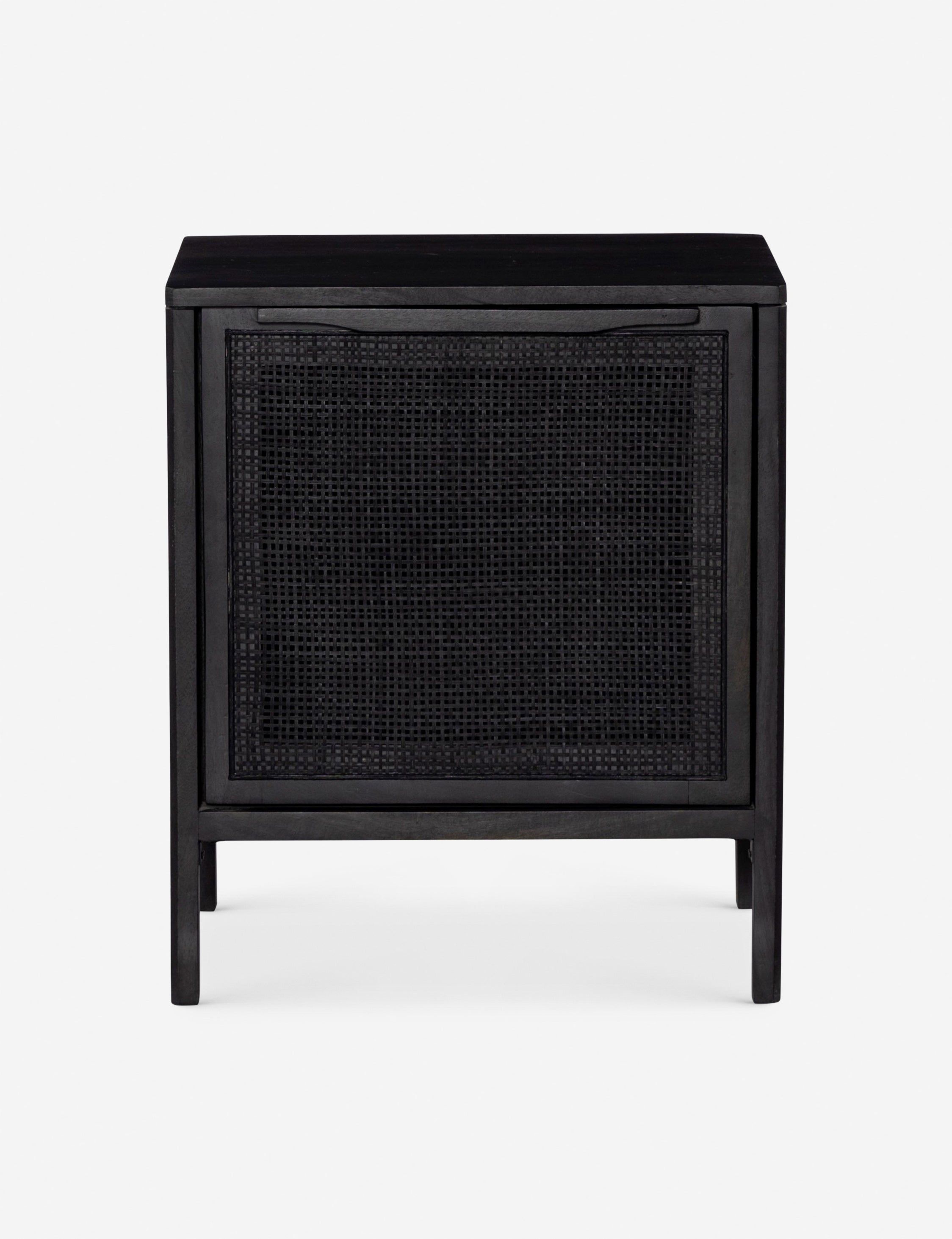 Coastal Elegance Blackwashed Mango Wood & Woven Cane Nightstand