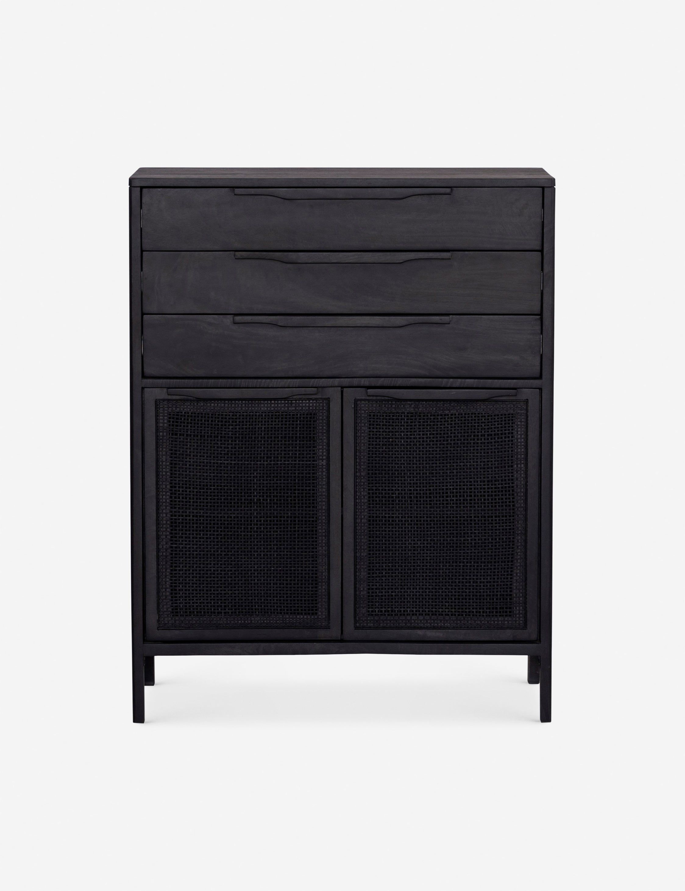 Black Mango Timber Vertical Dresser with Soft Close Drawers