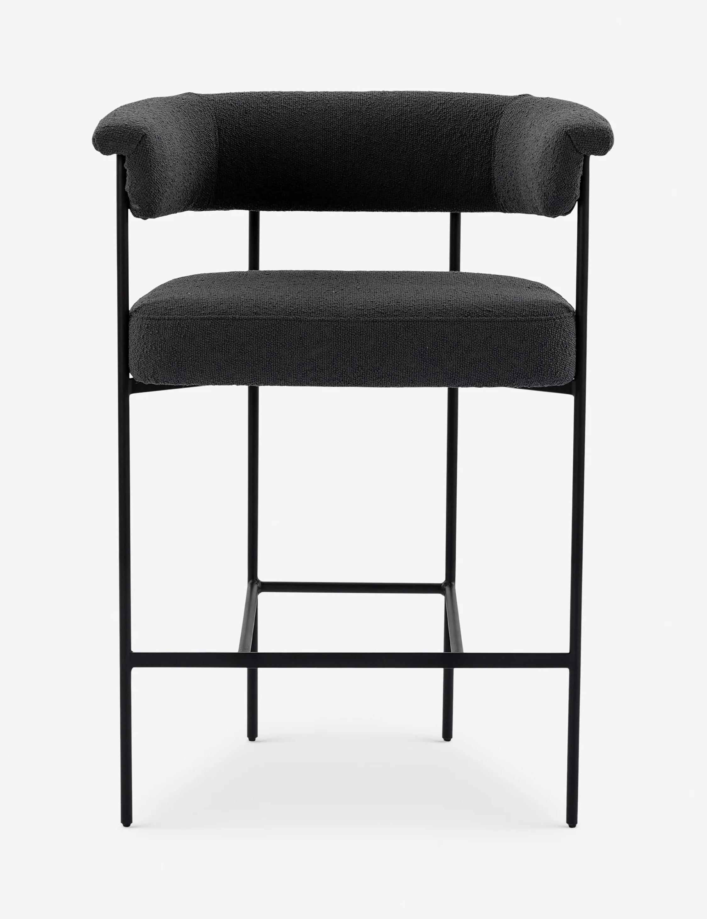 Saddle Style Fiqa Slate Boucle Metal & Leather Counter Stool
