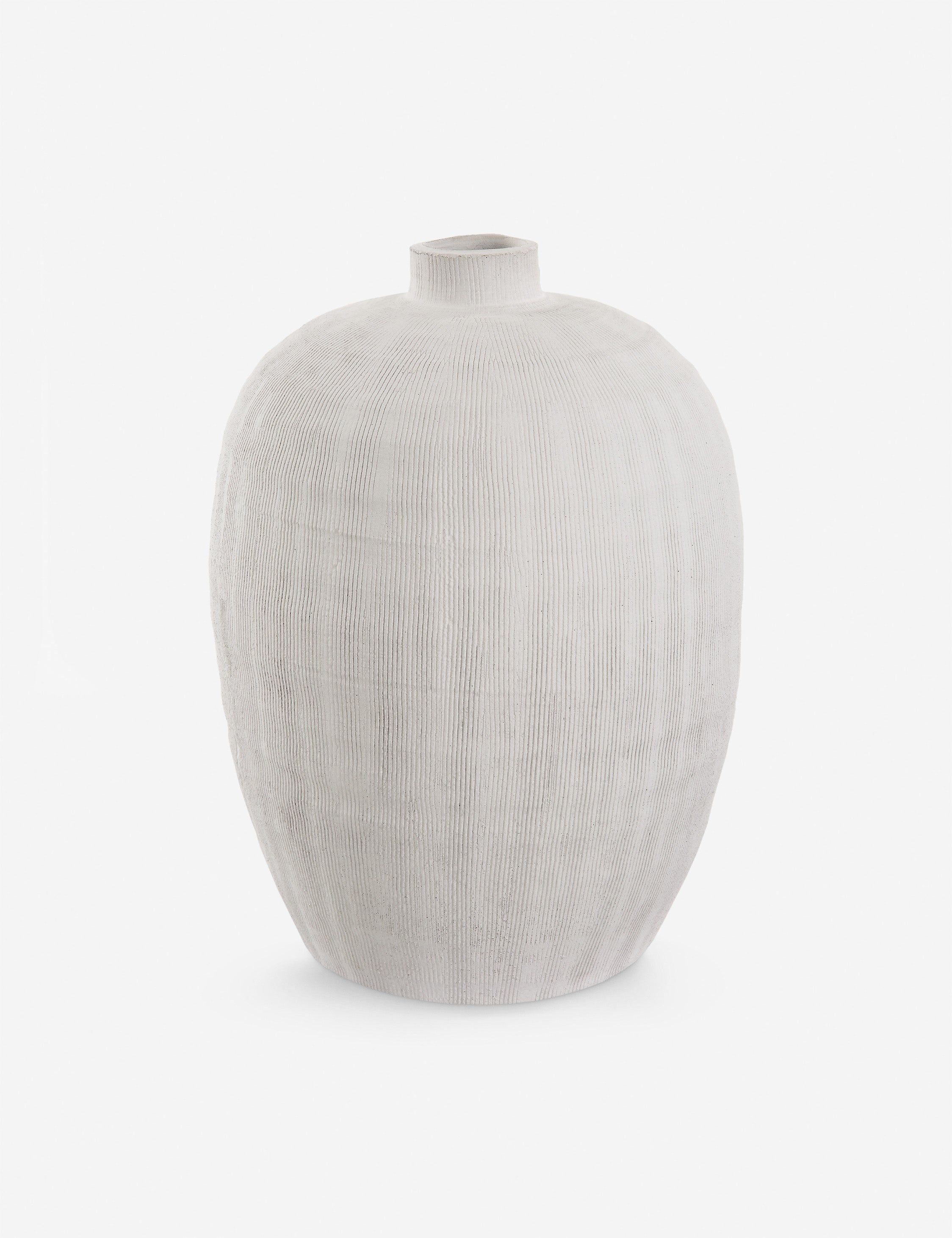 White Etched Ceramic Decorative Table Vase
