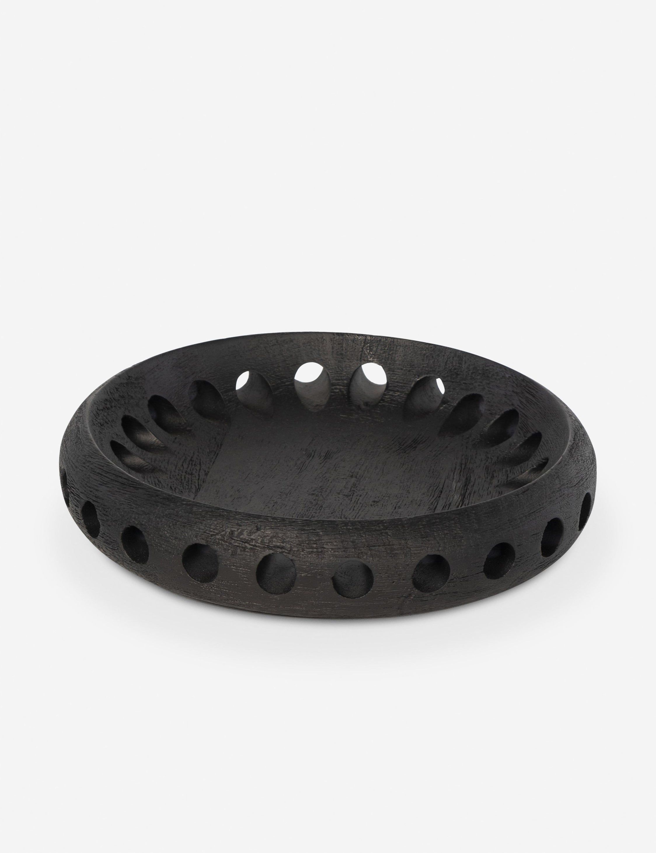 Handcrafted Black Mango Wood Decorative Bowl - Small