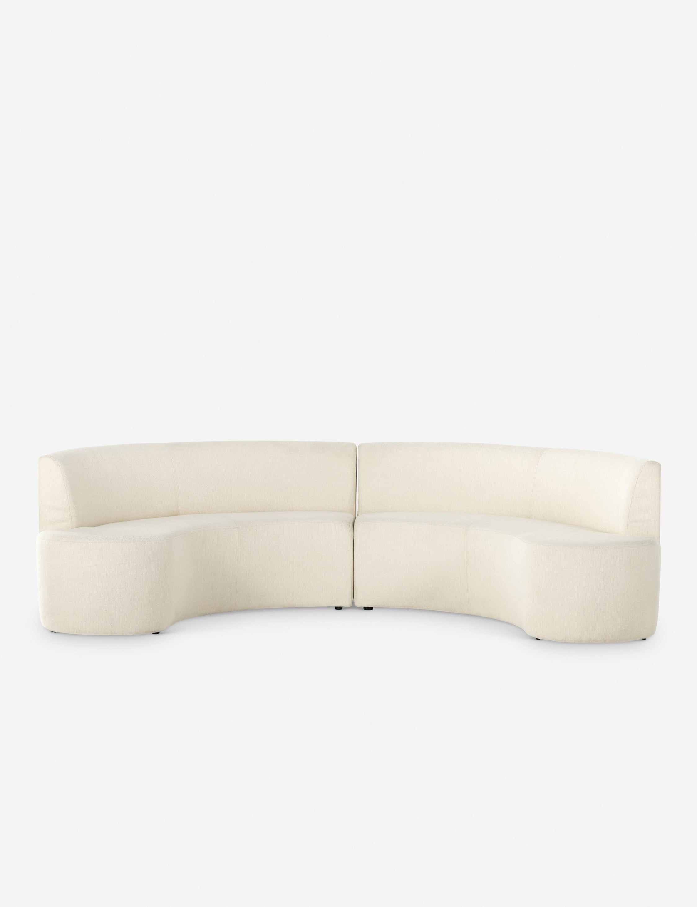 Ivory Performance Fabric Curved Dining Banquette