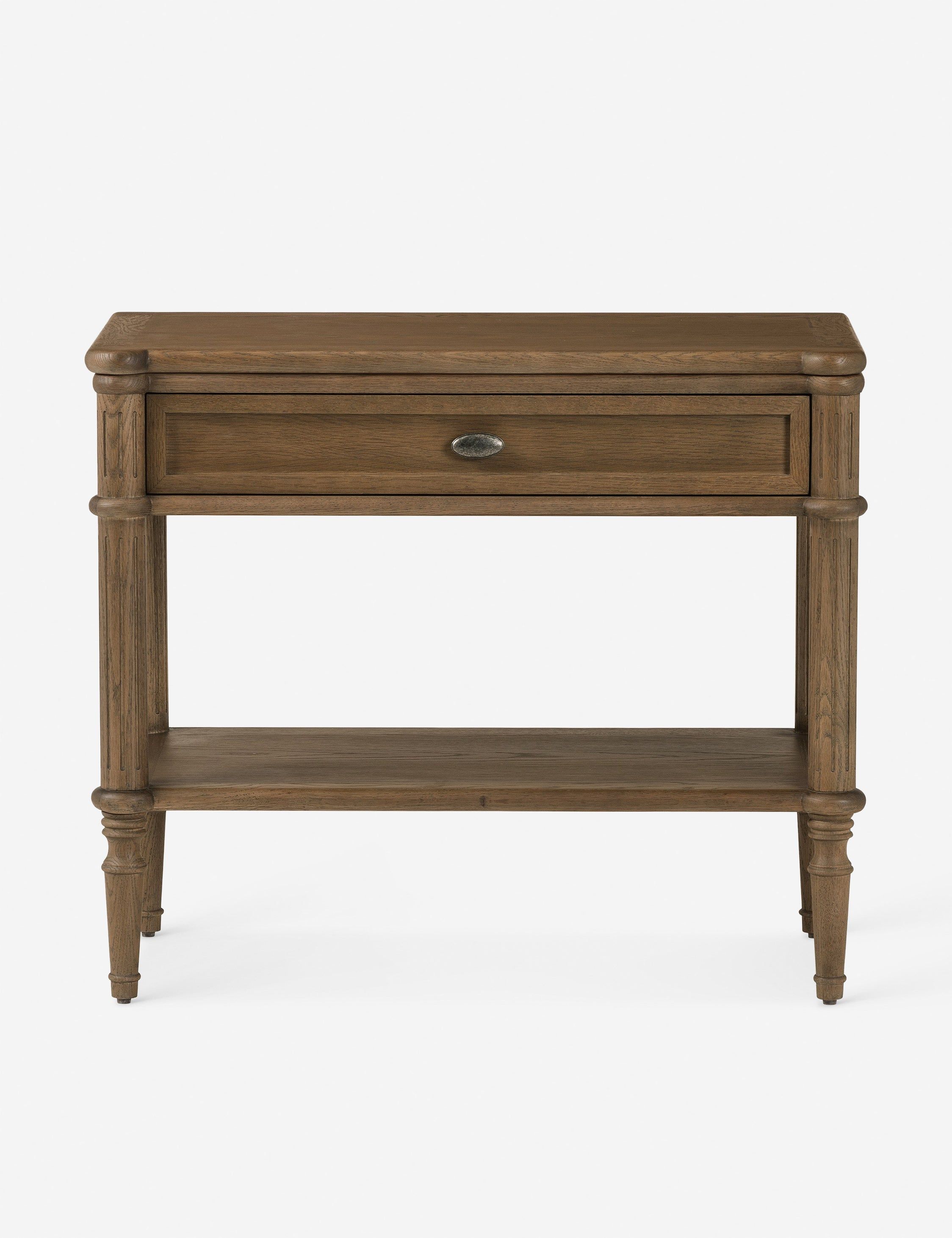 Toasted Oak and Aged Brass 1-Drawer Nightstand