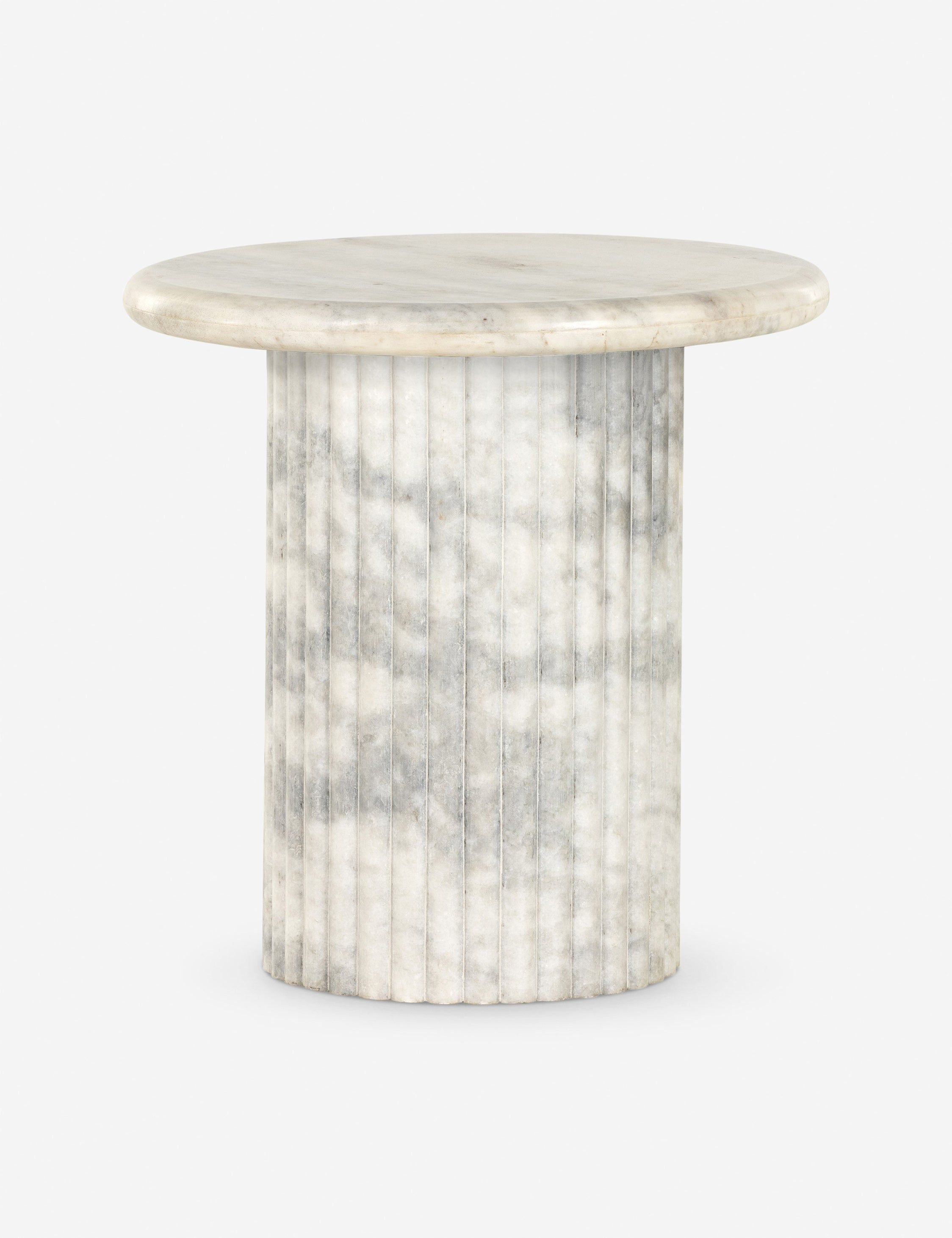 White Marble Round Fluted Side Table