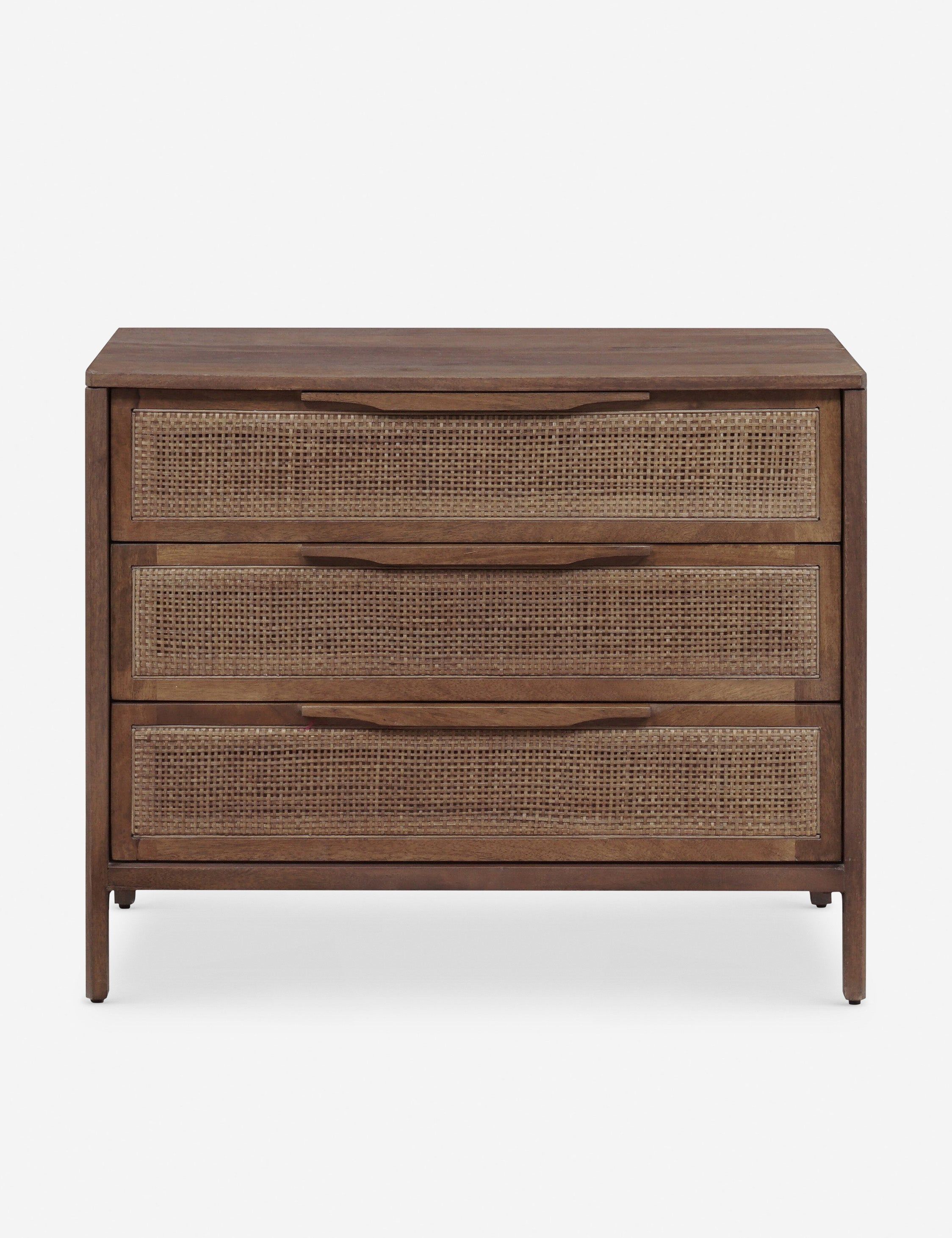 Sydney Brown Wash Mango Wood and Cane 3-Drawer Nightstand