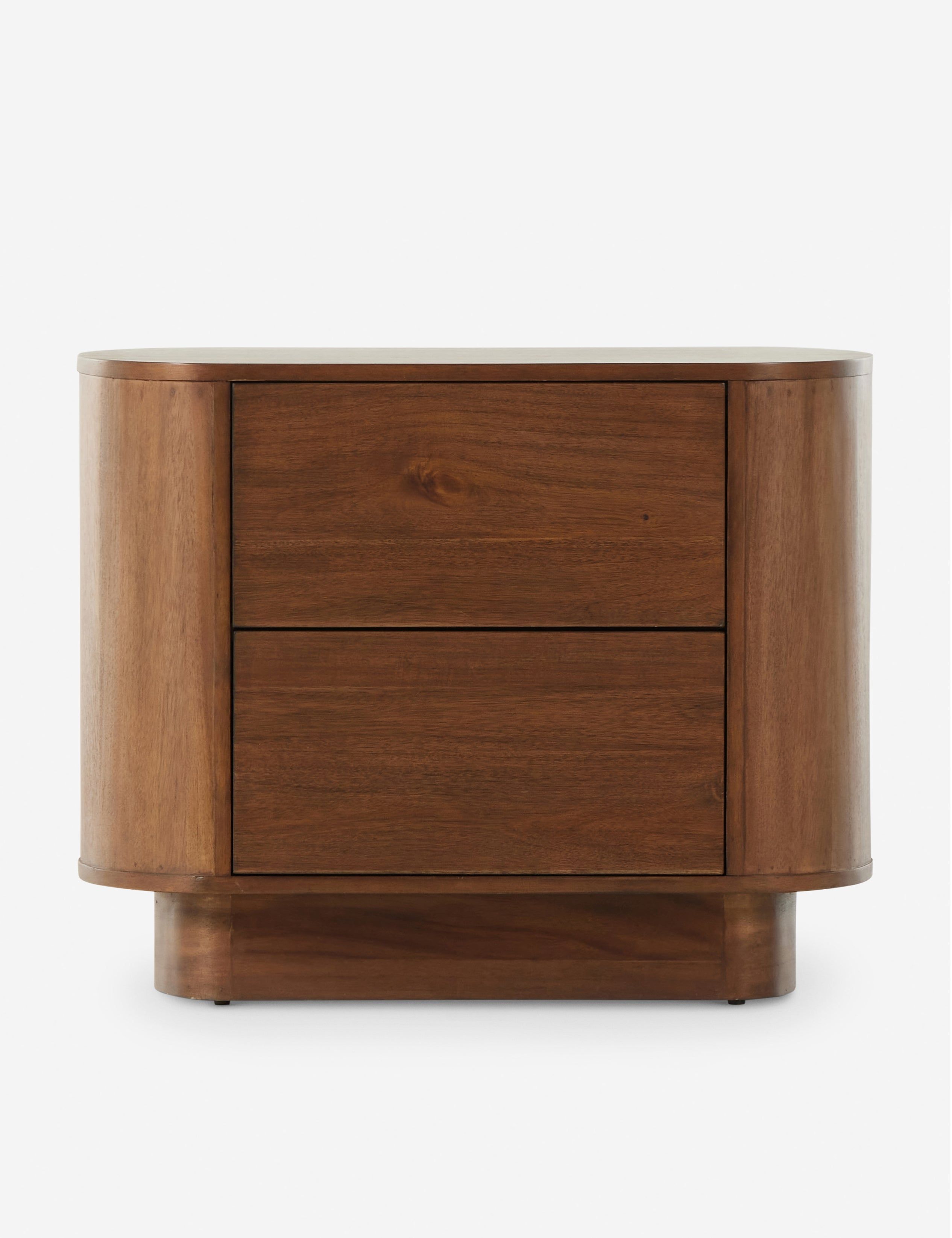 Dark Brown Acacia 3-Drawer Modern Nightstand