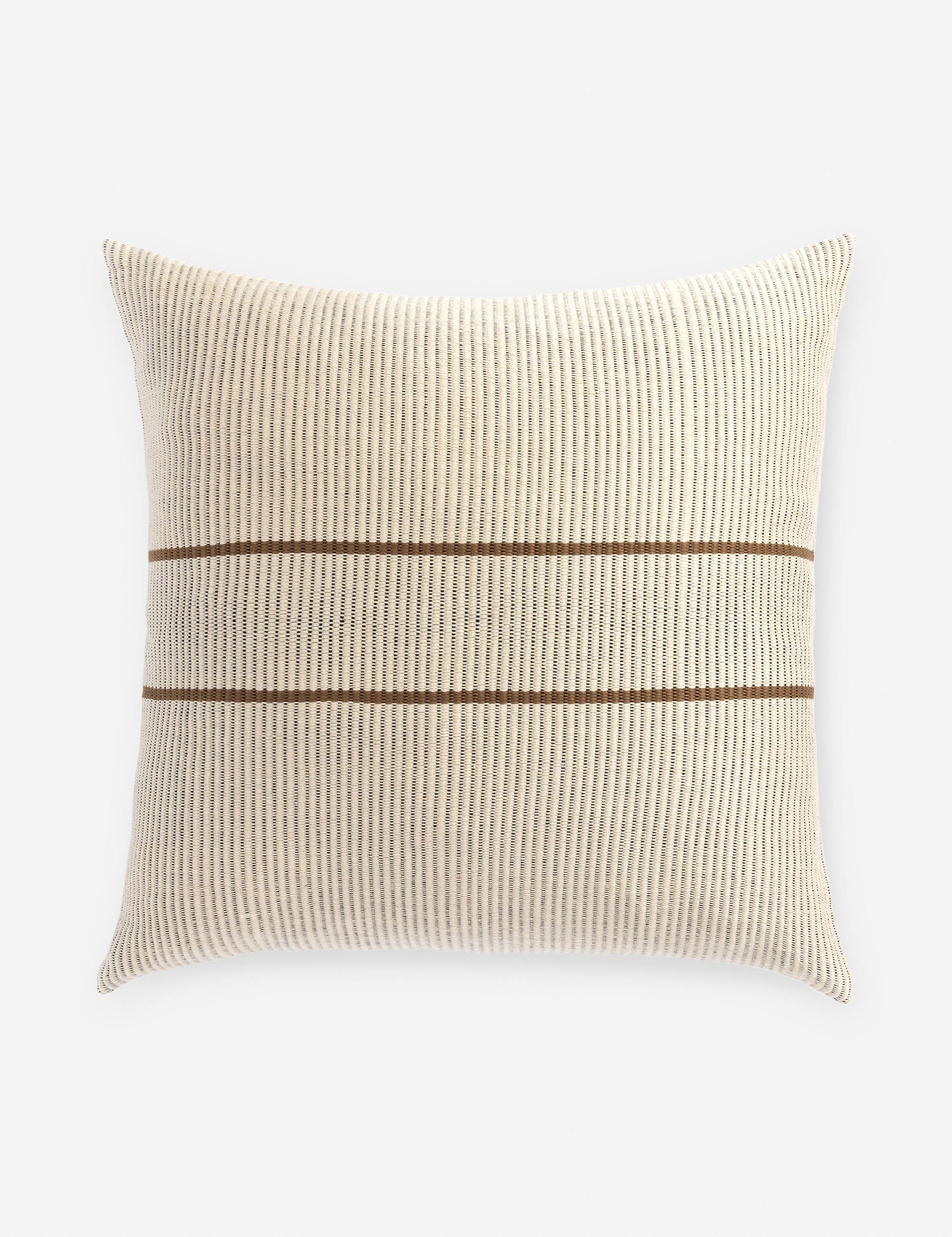 Handwoven Beige and Brown Cotton Square Pillow
