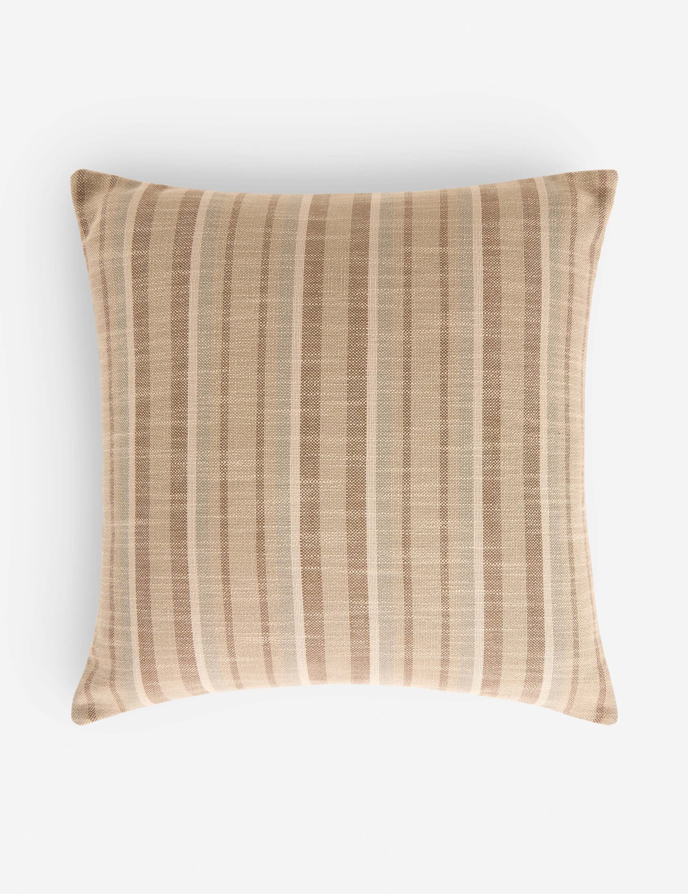 Beige and Faded Blue Striped Square Outdoor Pillow