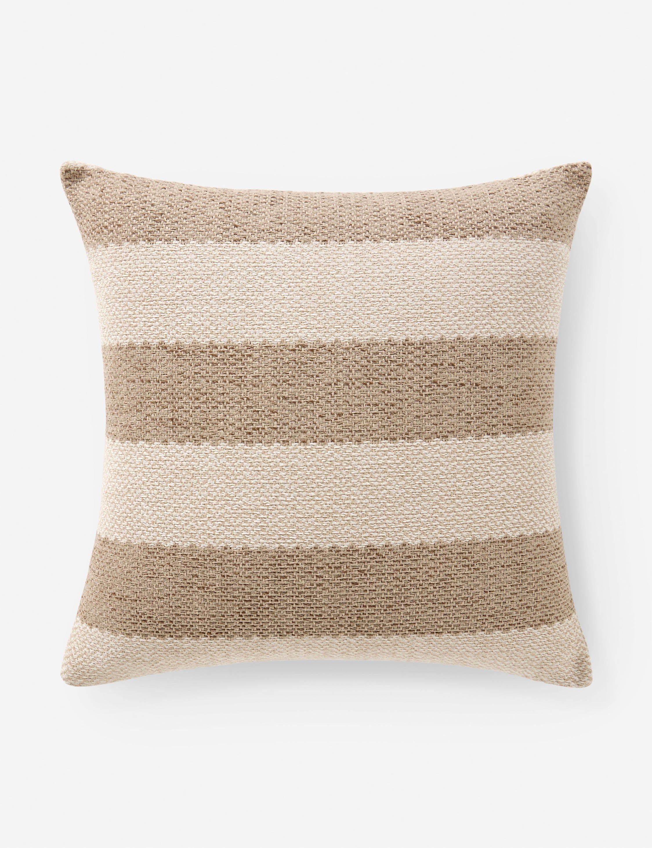 Tarbett Beige and Off-White Striped Square Outdoor Pillow