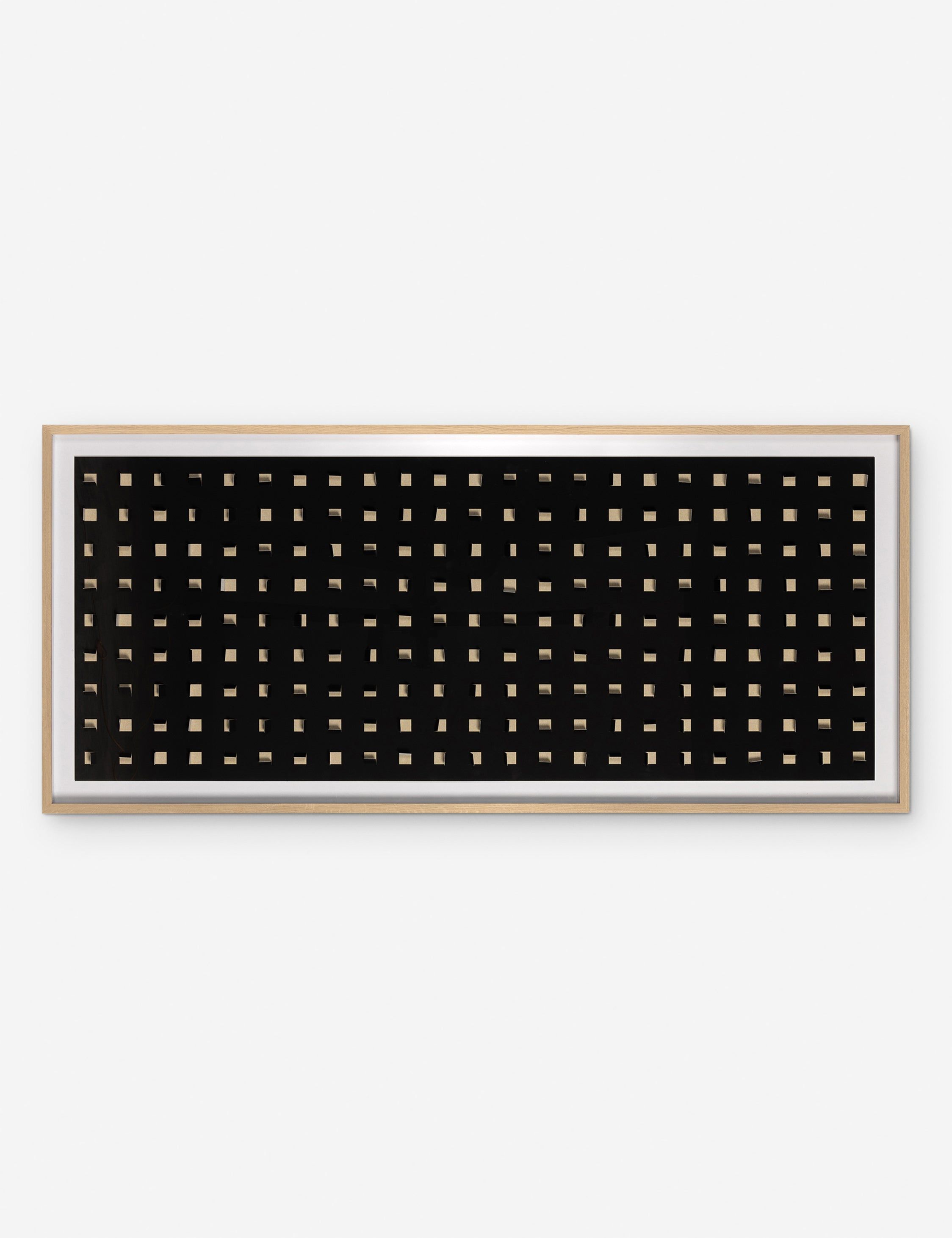 Tan and Black Abstract Canvas Wall Art with Oak Frame