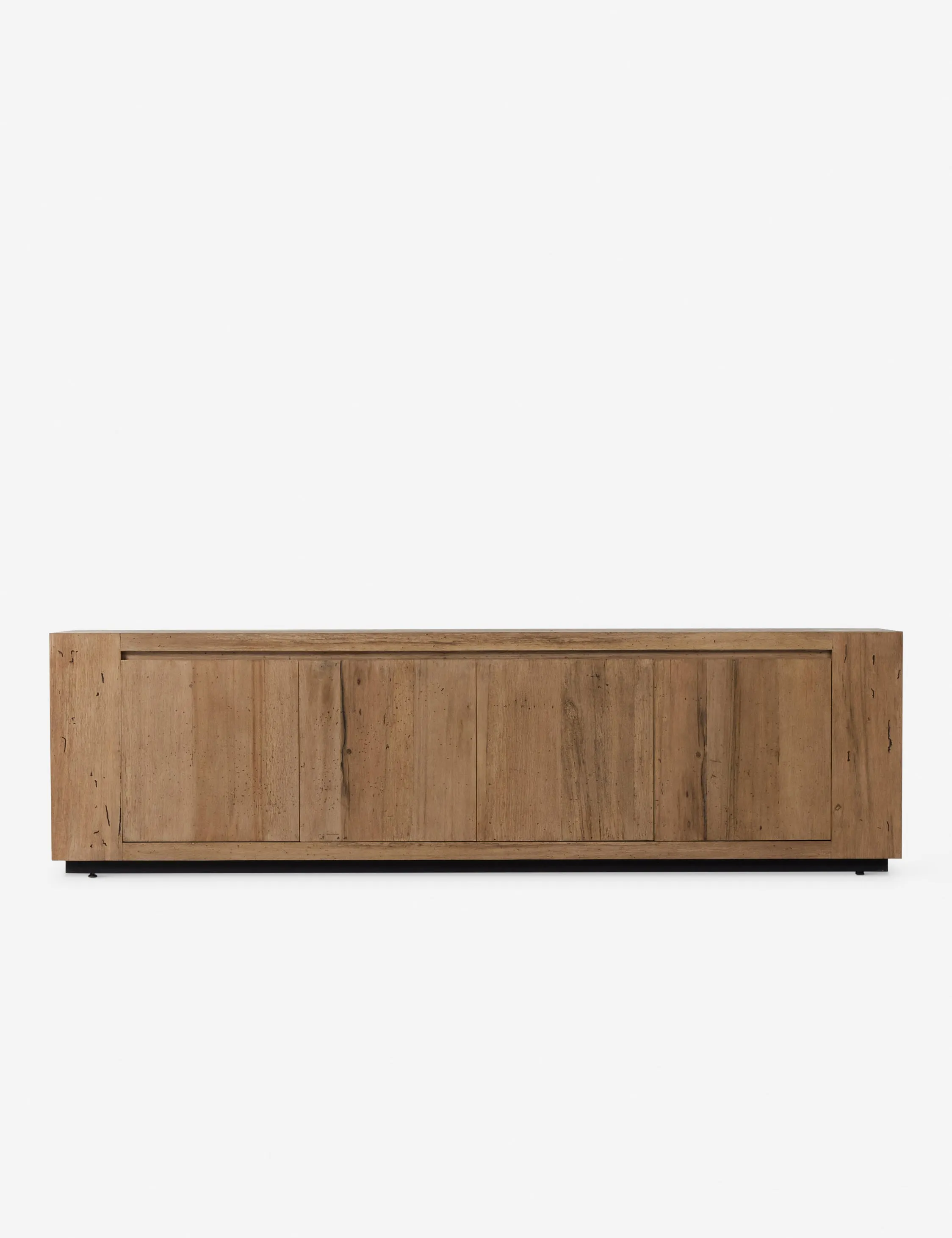 Natural Oak Rustic Media Console with Cabinet Storage