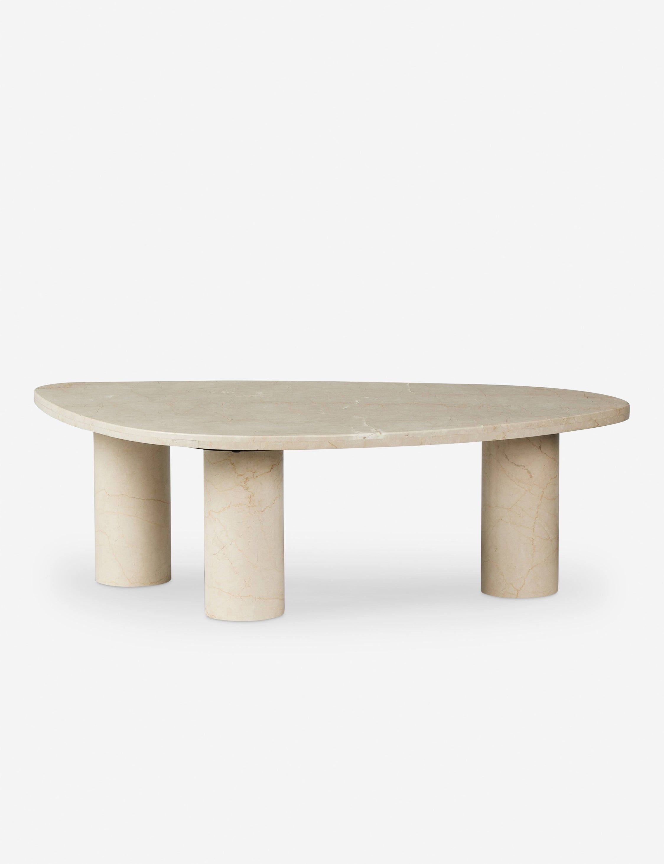 Large Cream Marble Coffee Table with Storage and Nesting