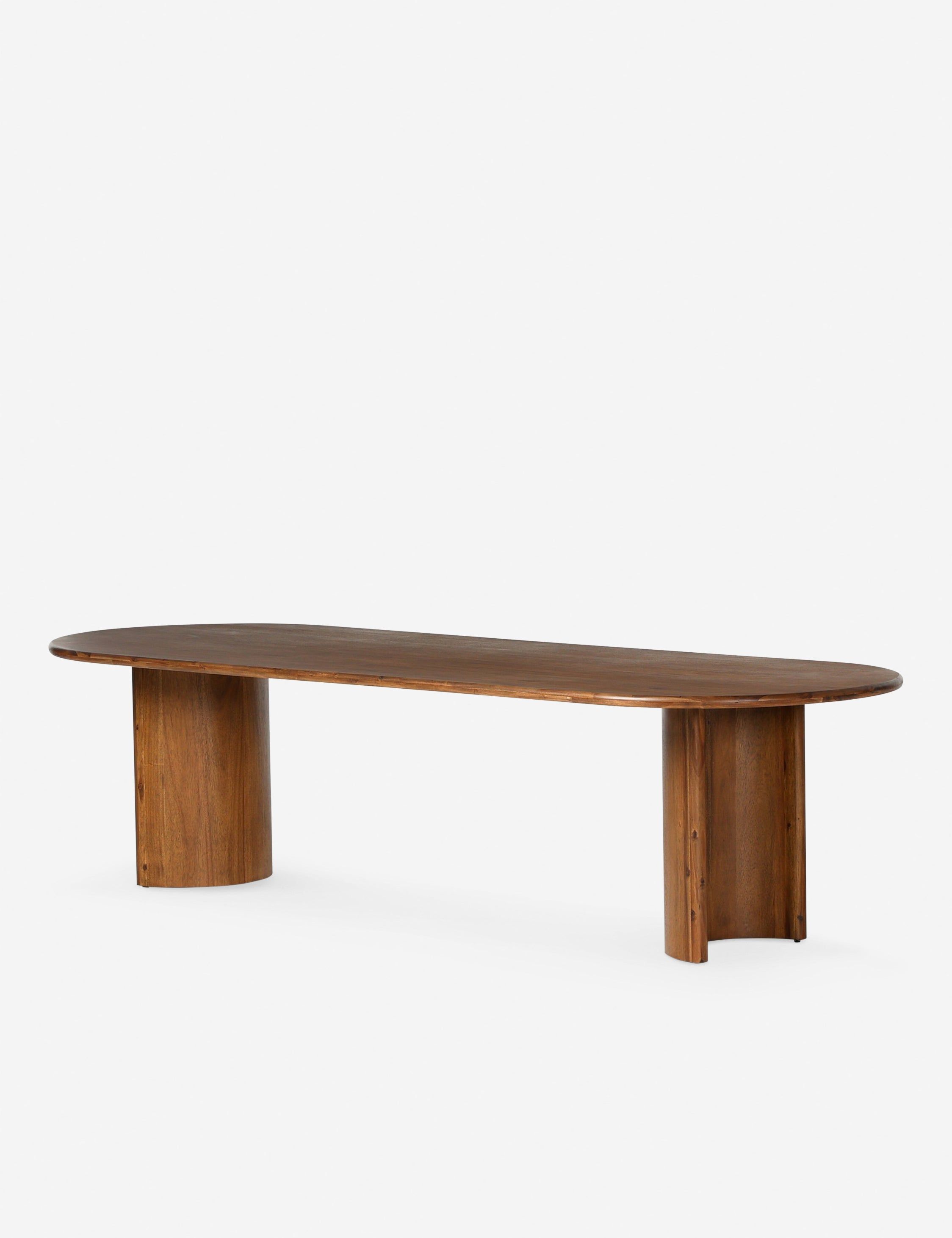 Round Extendable Seasoned Brown Acacia Wood Dining Table