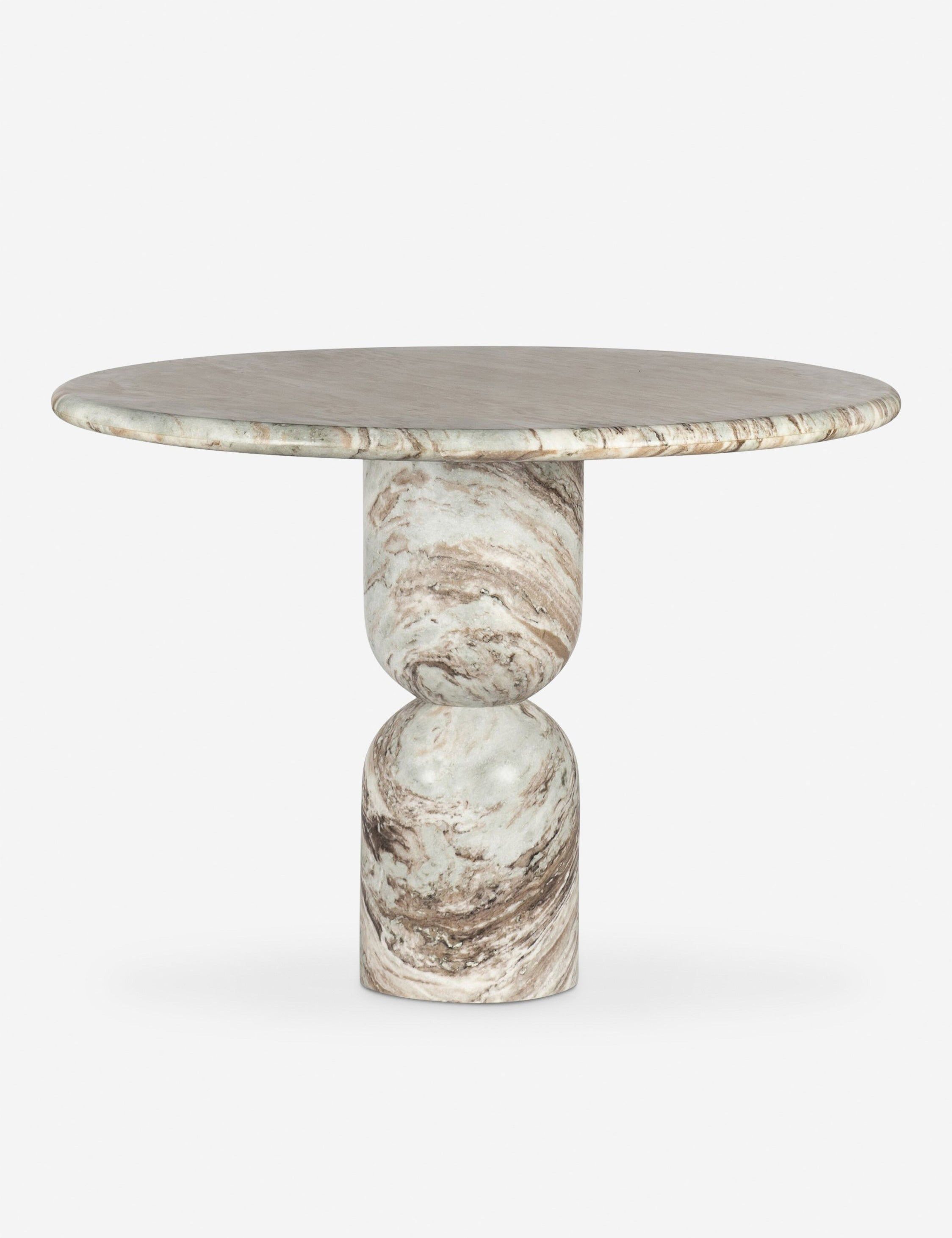 Figueroa Round Marble Dining Table with Sculpted Pedestal