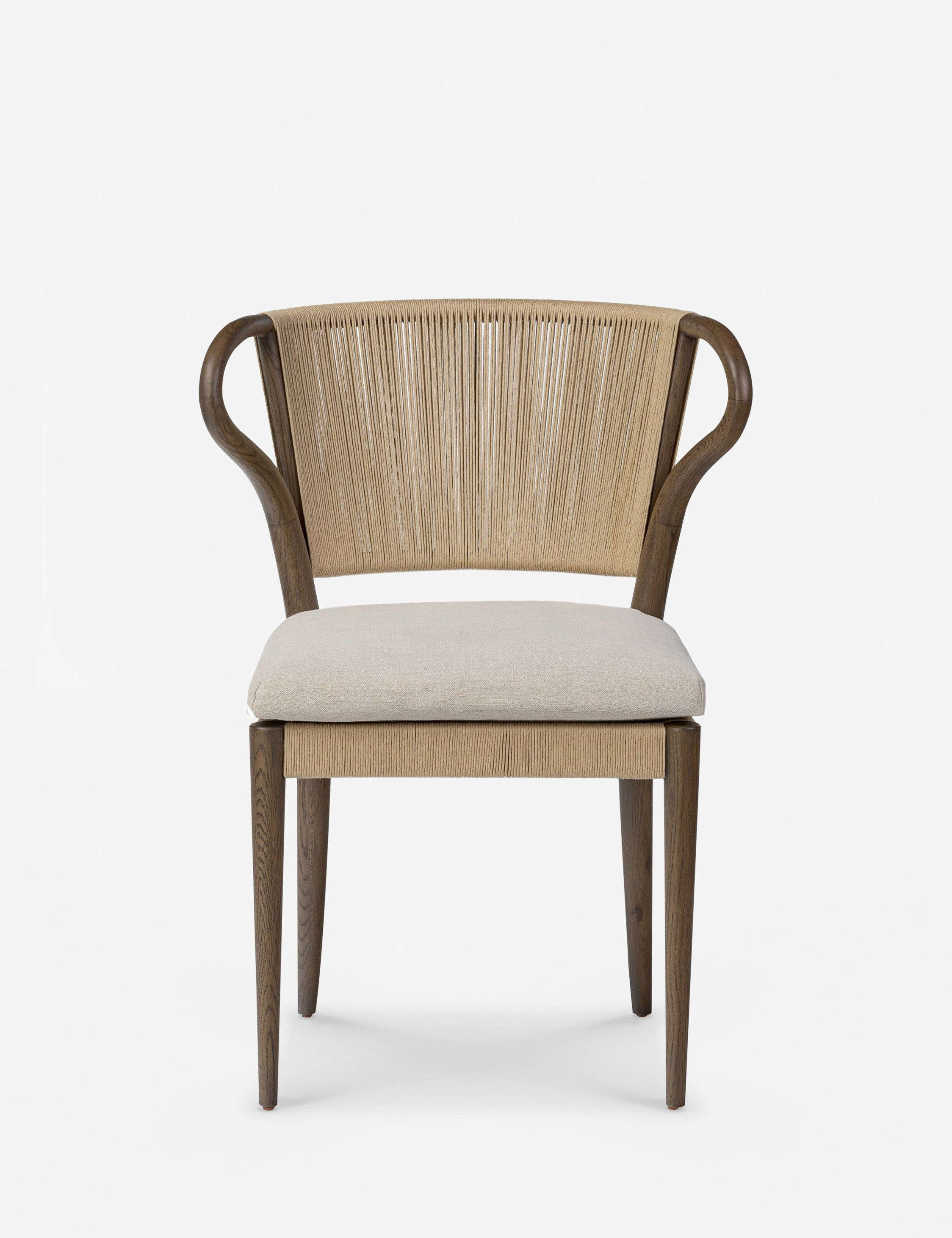 Dune Oak Armless Side Chair with Linen Cushion
