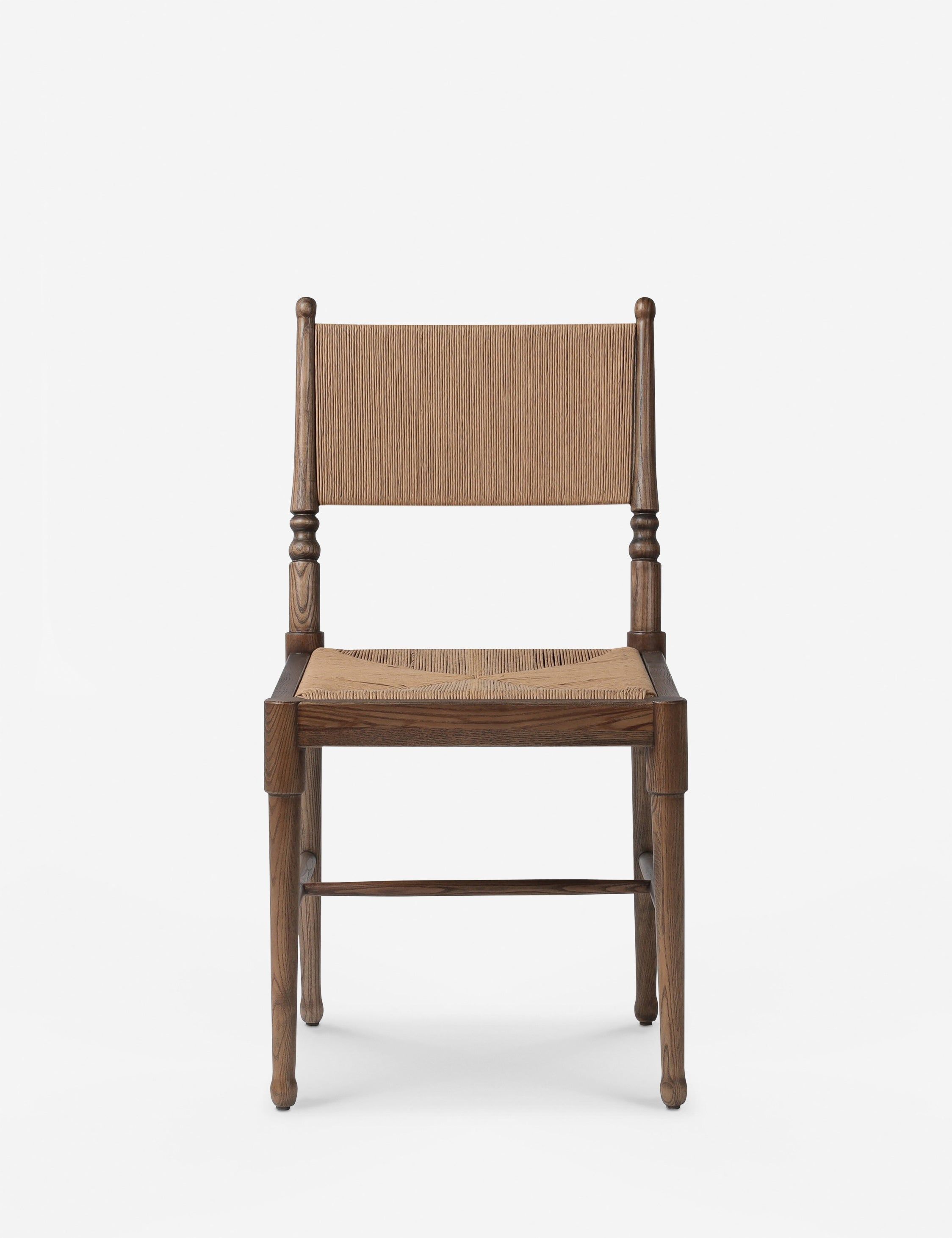 Antique Walnut Wood Slat Back Dining Chair