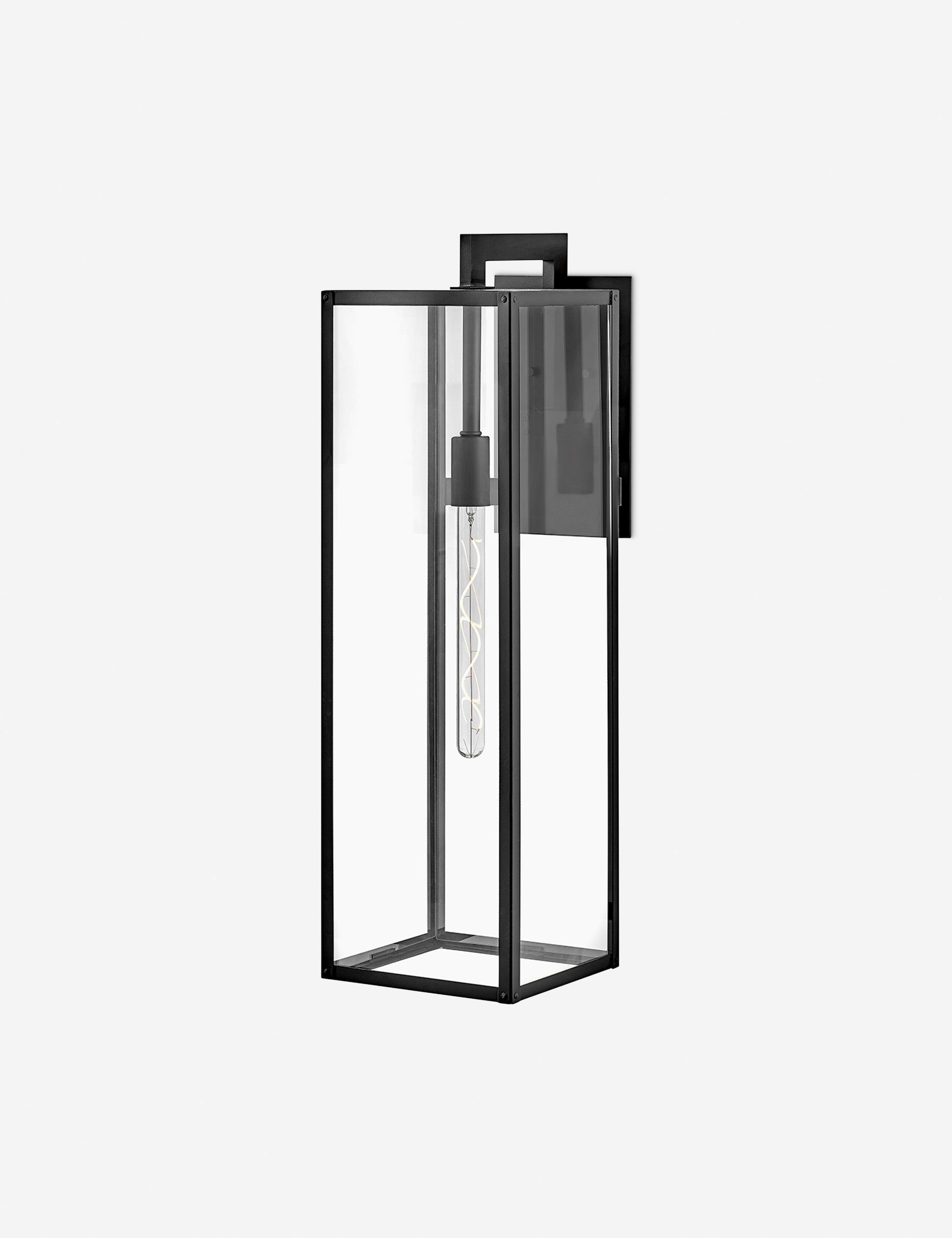 Extra Large Black Aluminum Outdoor Wall Sconce with Clear Glass