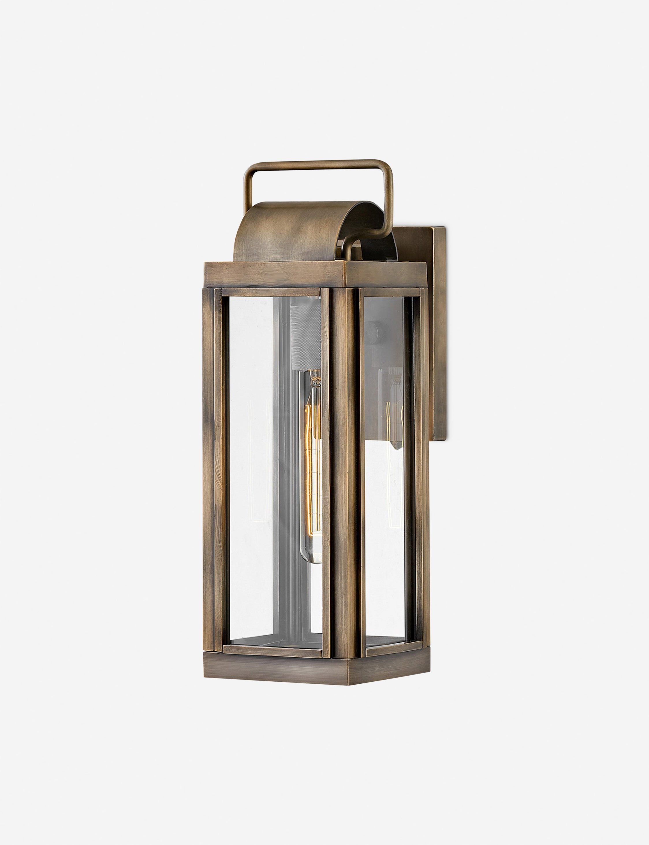 Burnished Bronze Small Outdoor Wall Sconce with Clear Glass