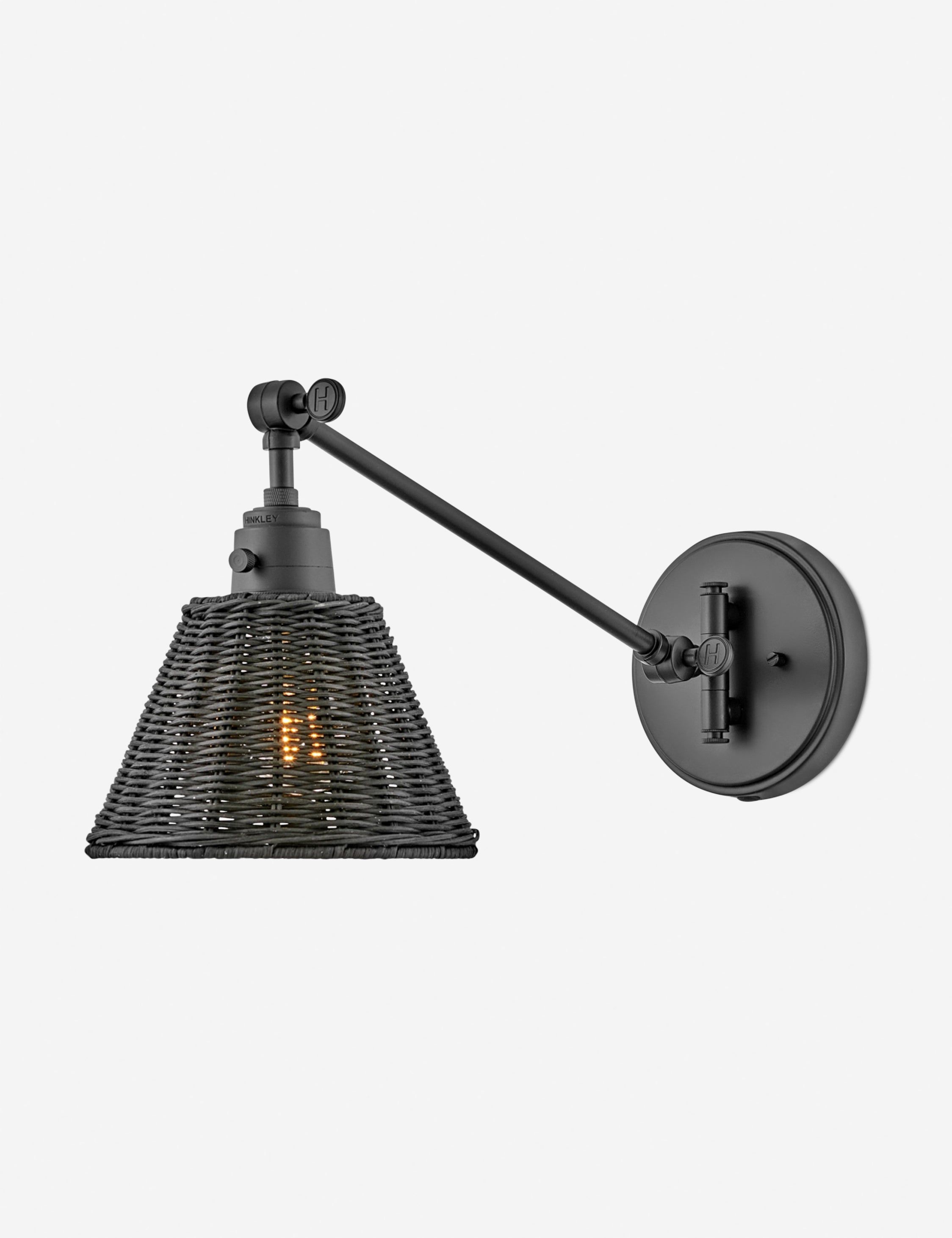 Black and Bronze Rattan Plug-In Wall Sconce