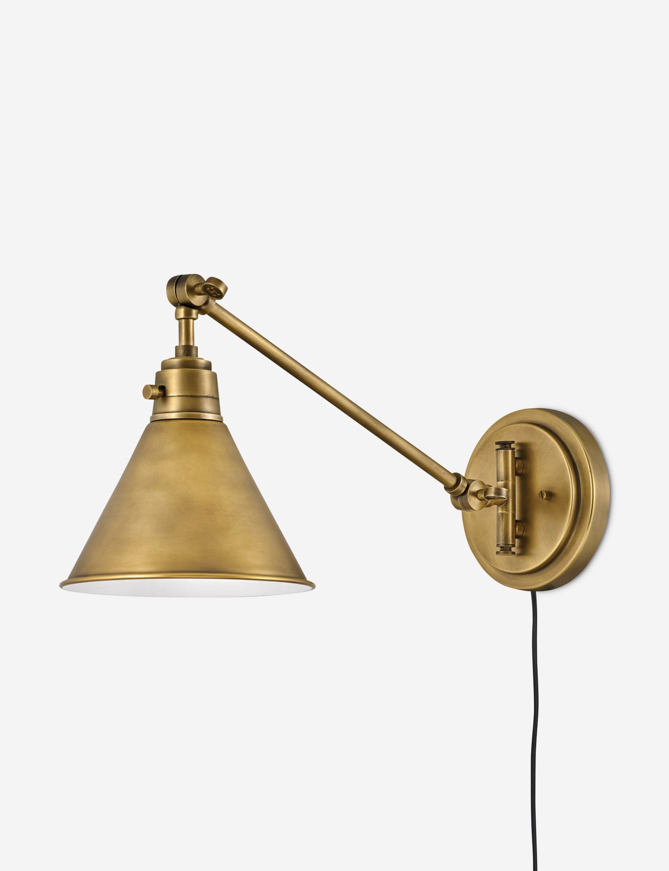 Heritage Brass Adjustable Arm Wall Sconce with Cone Shade