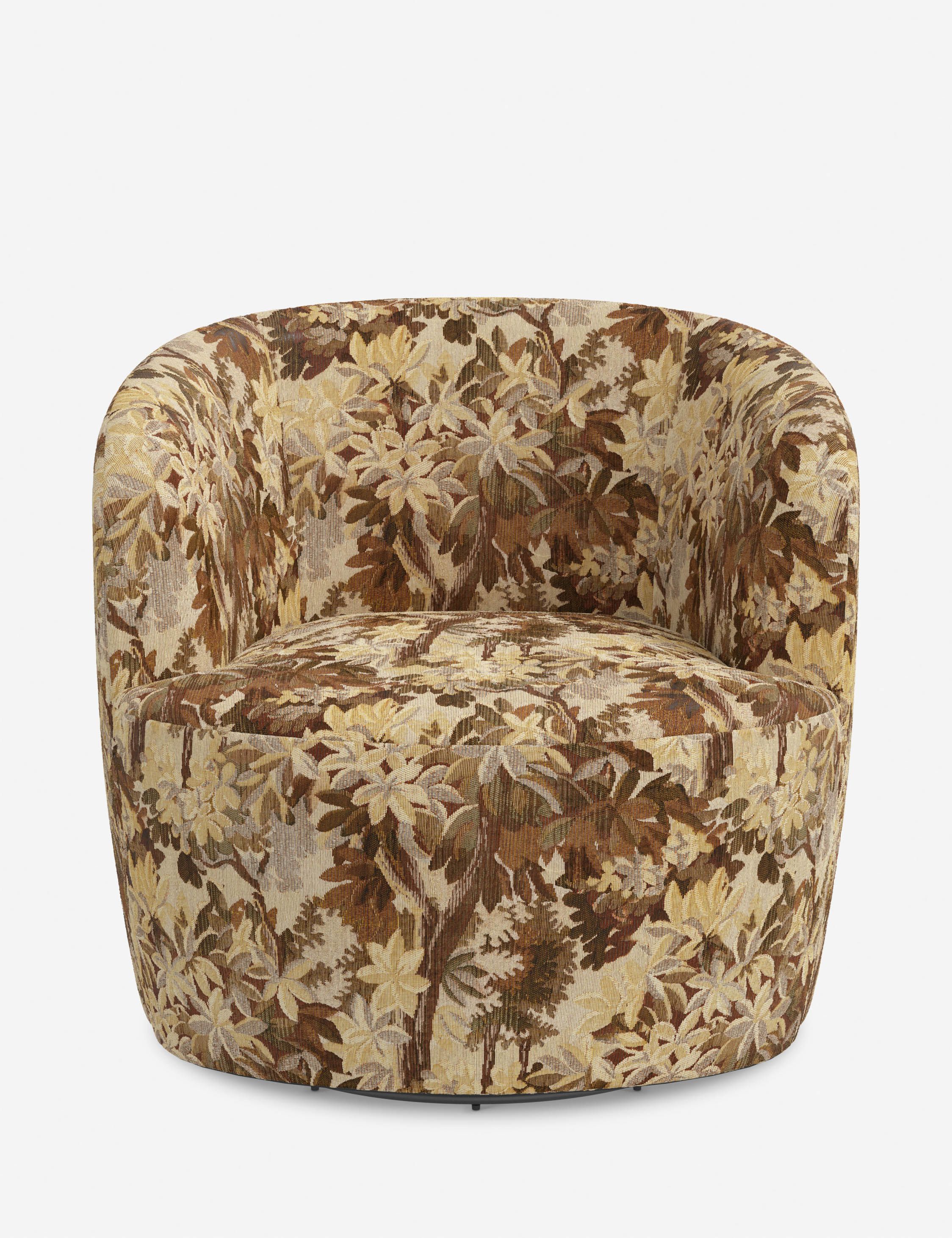 Amber Tapestry Swivel Chair with Plush Sculpted Shape