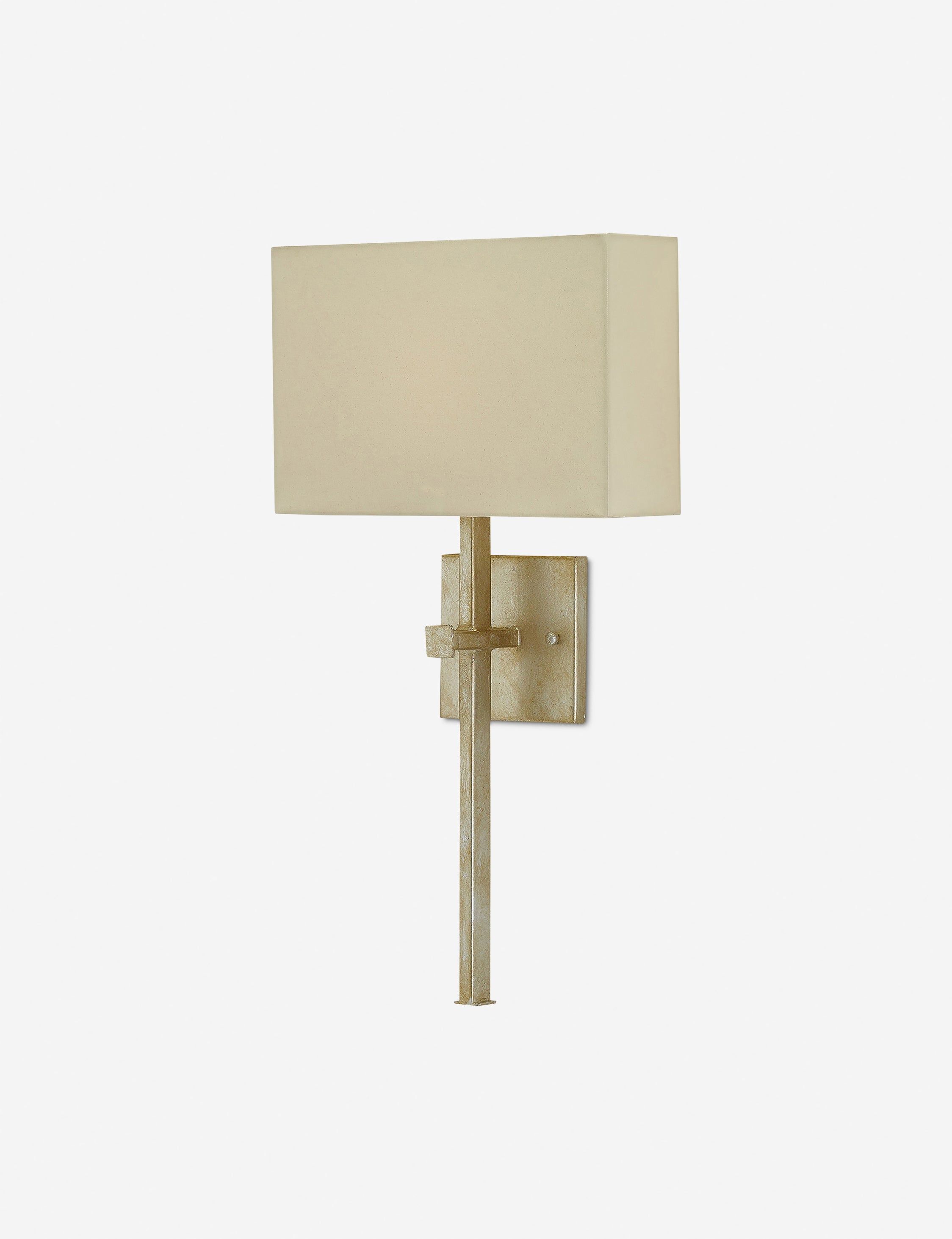 Silver Leaf Direct Wired Electric Wall Sconce with Silk Shade