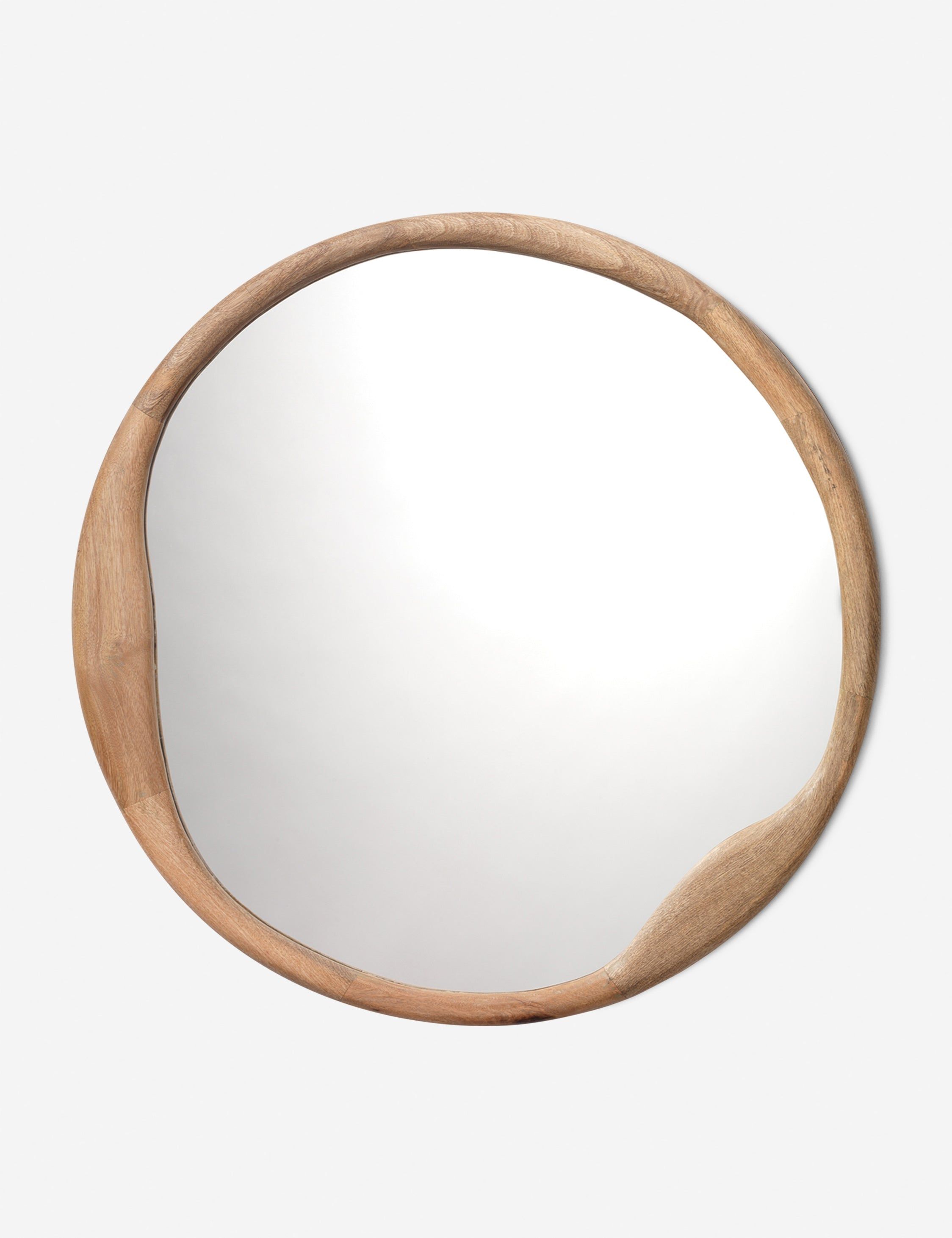 Alora Natural Wood Organic Round Wall Mirror - 36"