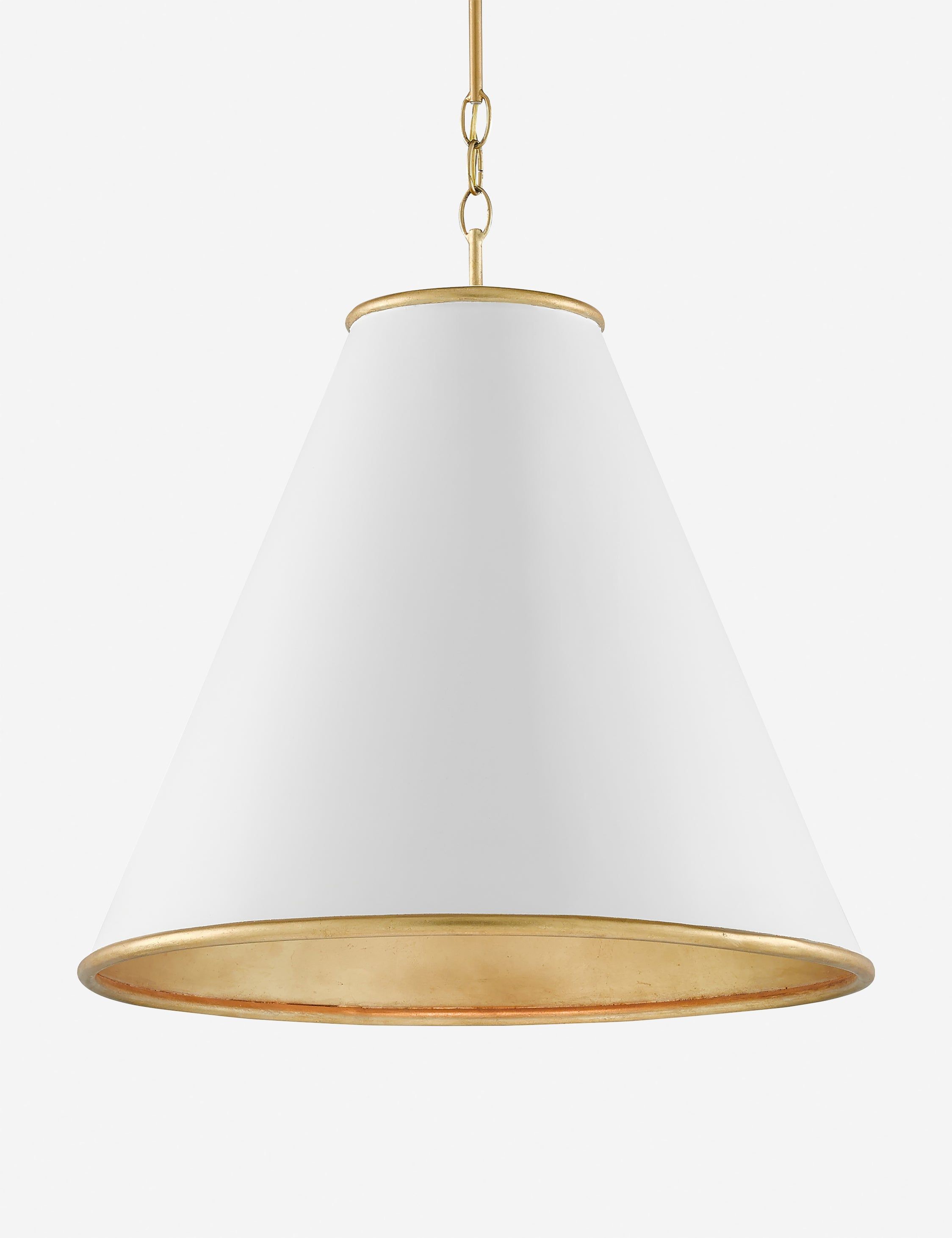 Elegant 22" Gold and White Adjustable Pendant Light