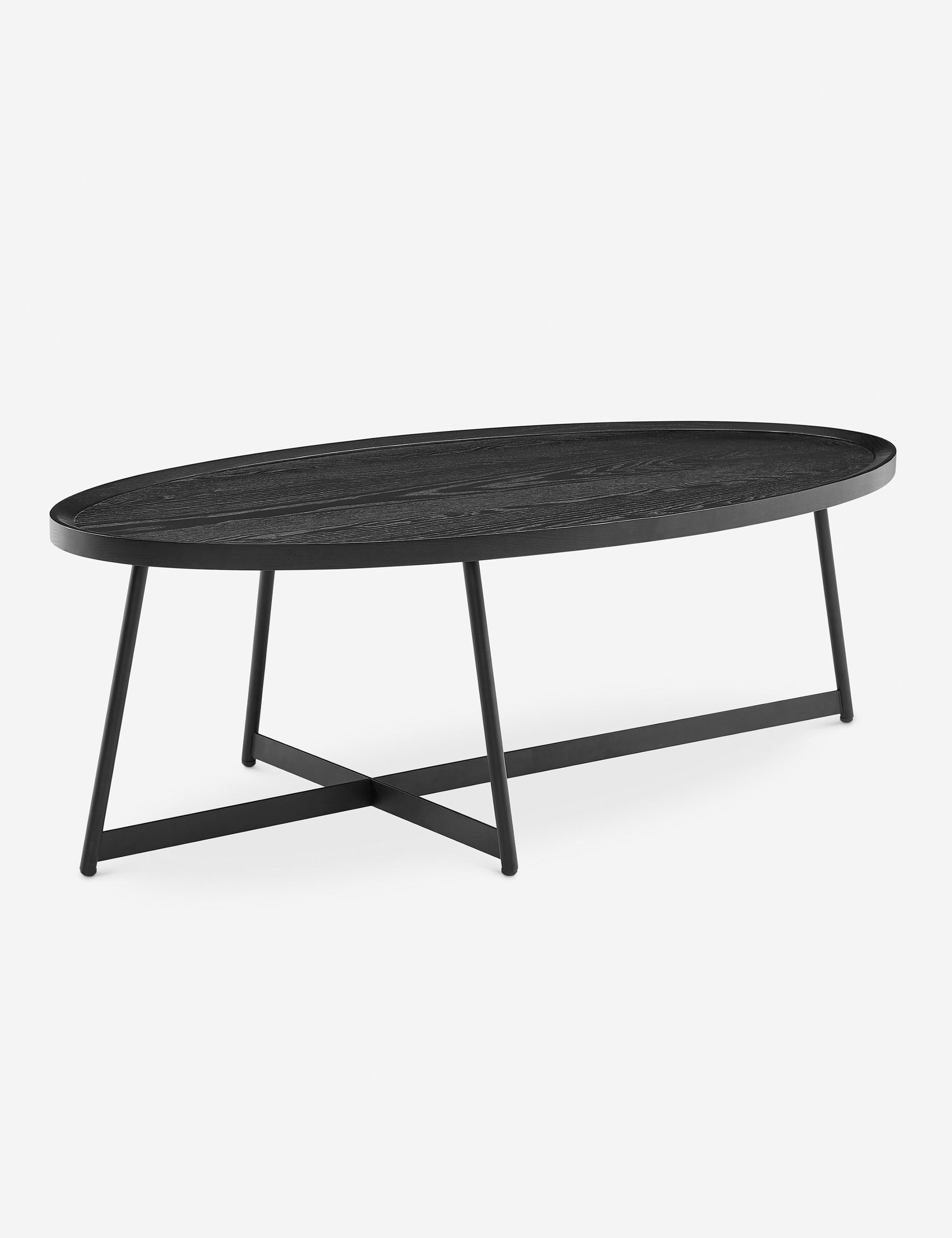 Gweneth Black Ash Oval Coffee Table with Raised Rim