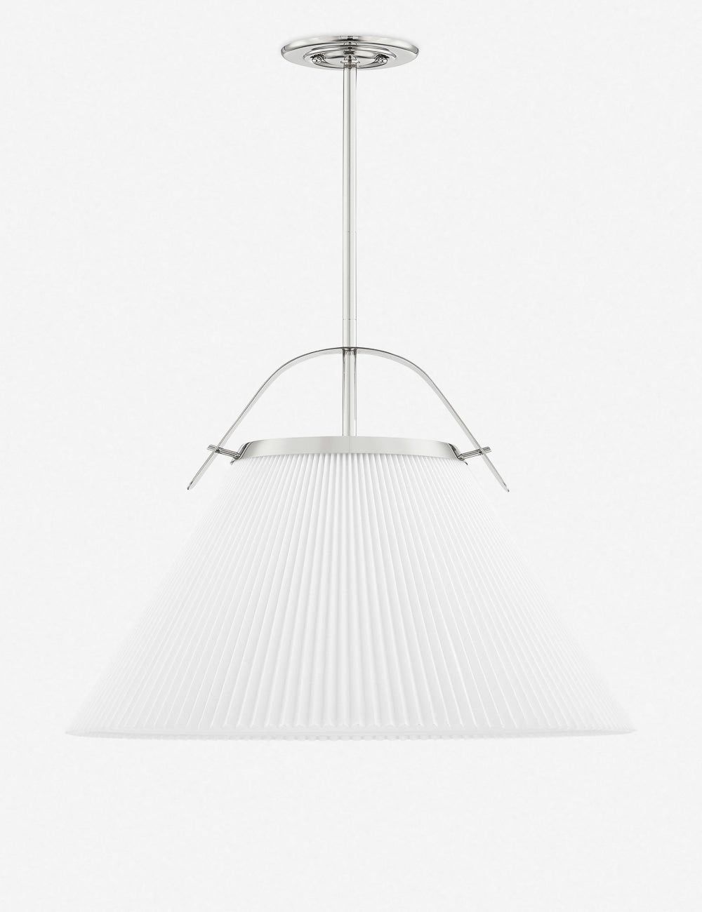 Elegant Belgian Linen Shade Pendant Light in Polished Nickel