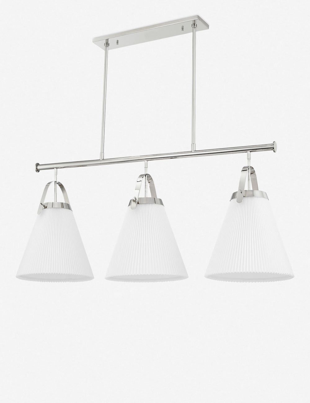 Elegant 3-Light Polished Nickel Pendant with Belgian Linen Shades