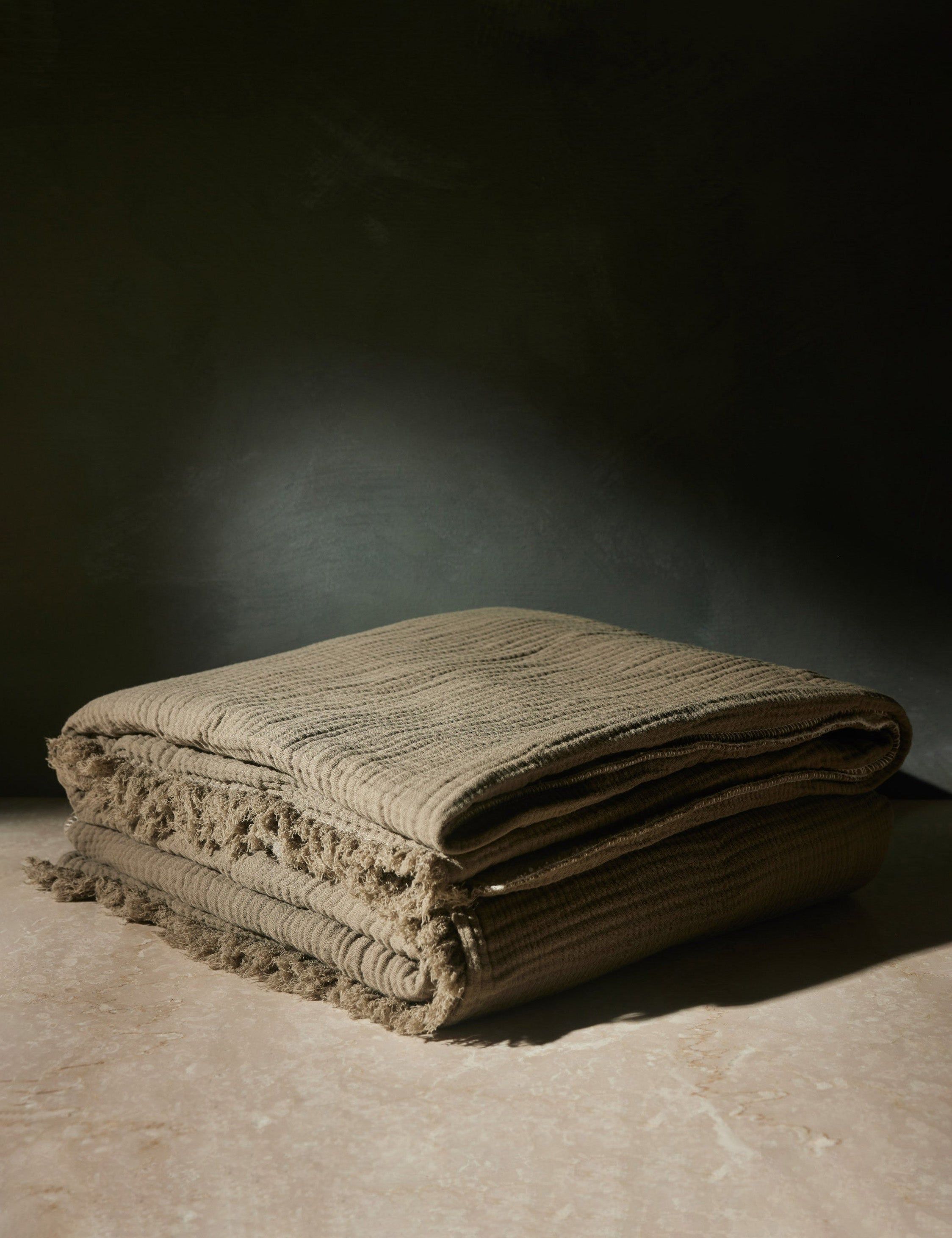 Moss Green Organic Cotton Sherpa Throw Blanket