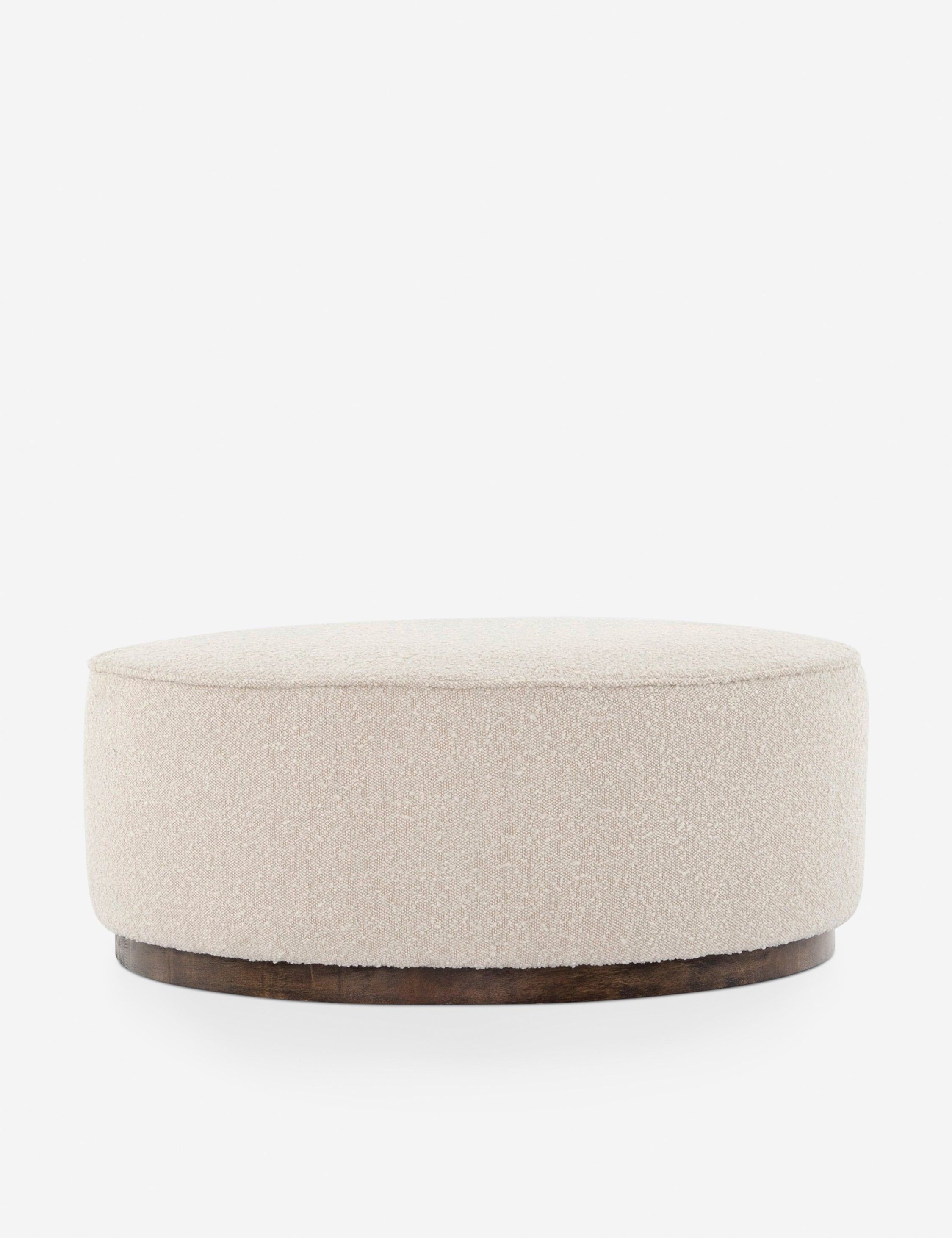 Sinclair 36" Cream Round Ottoman with Distressed Natural Base