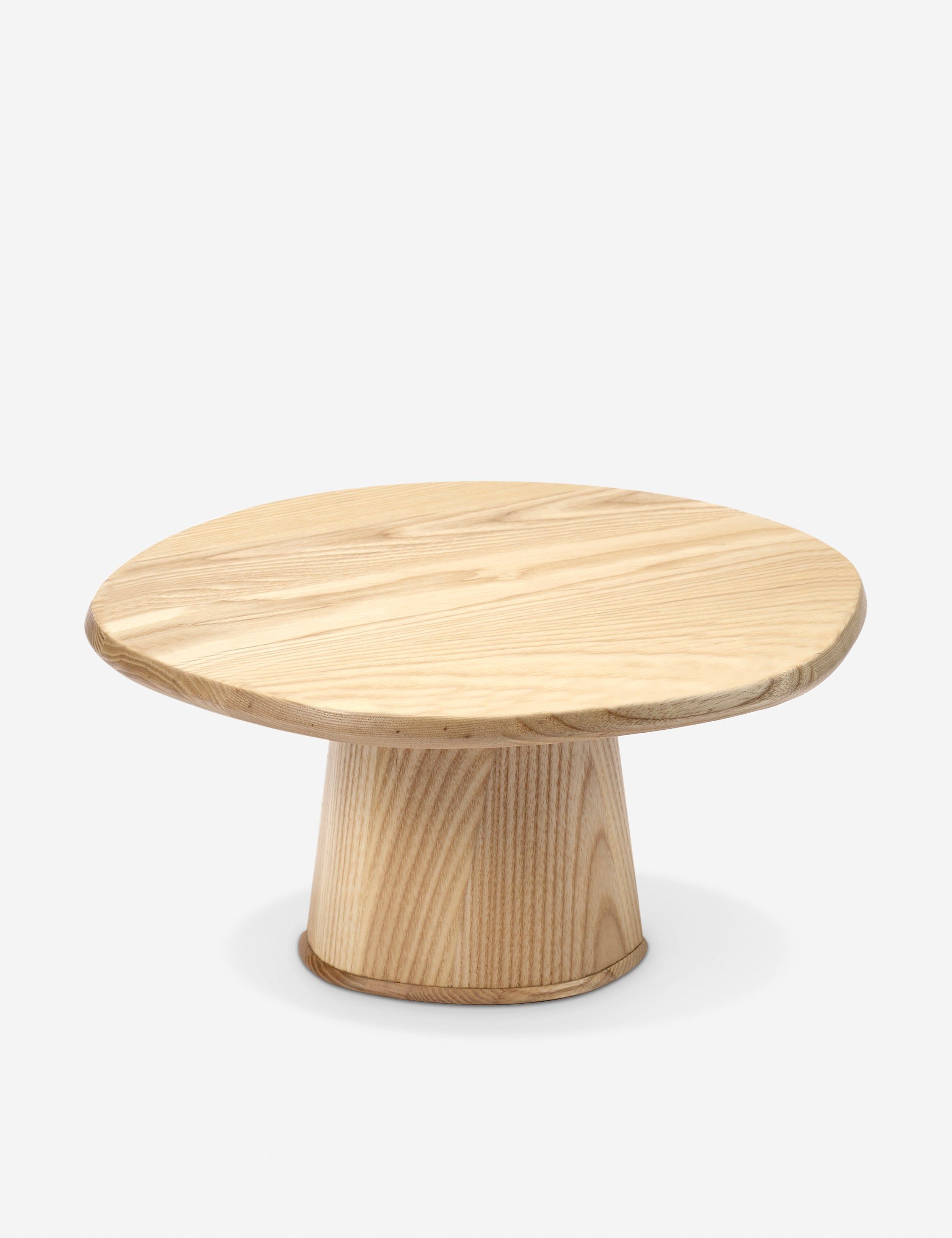 Large White Ash Wood Pedestal Cake Stand
