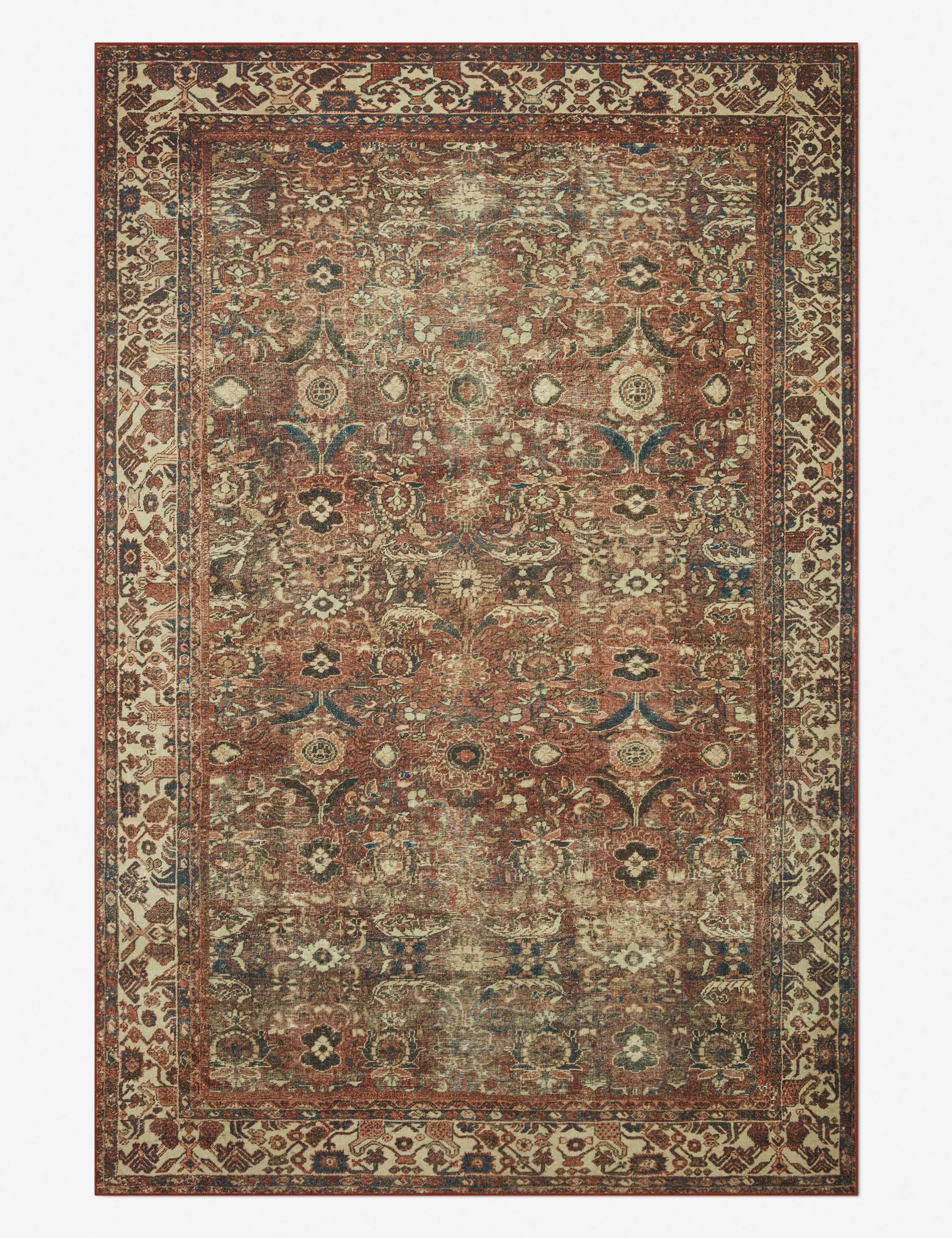 Elegant Banks Ivory & Brick Wool-Blend Easy-Care Rug, 7'6" x 9'6"