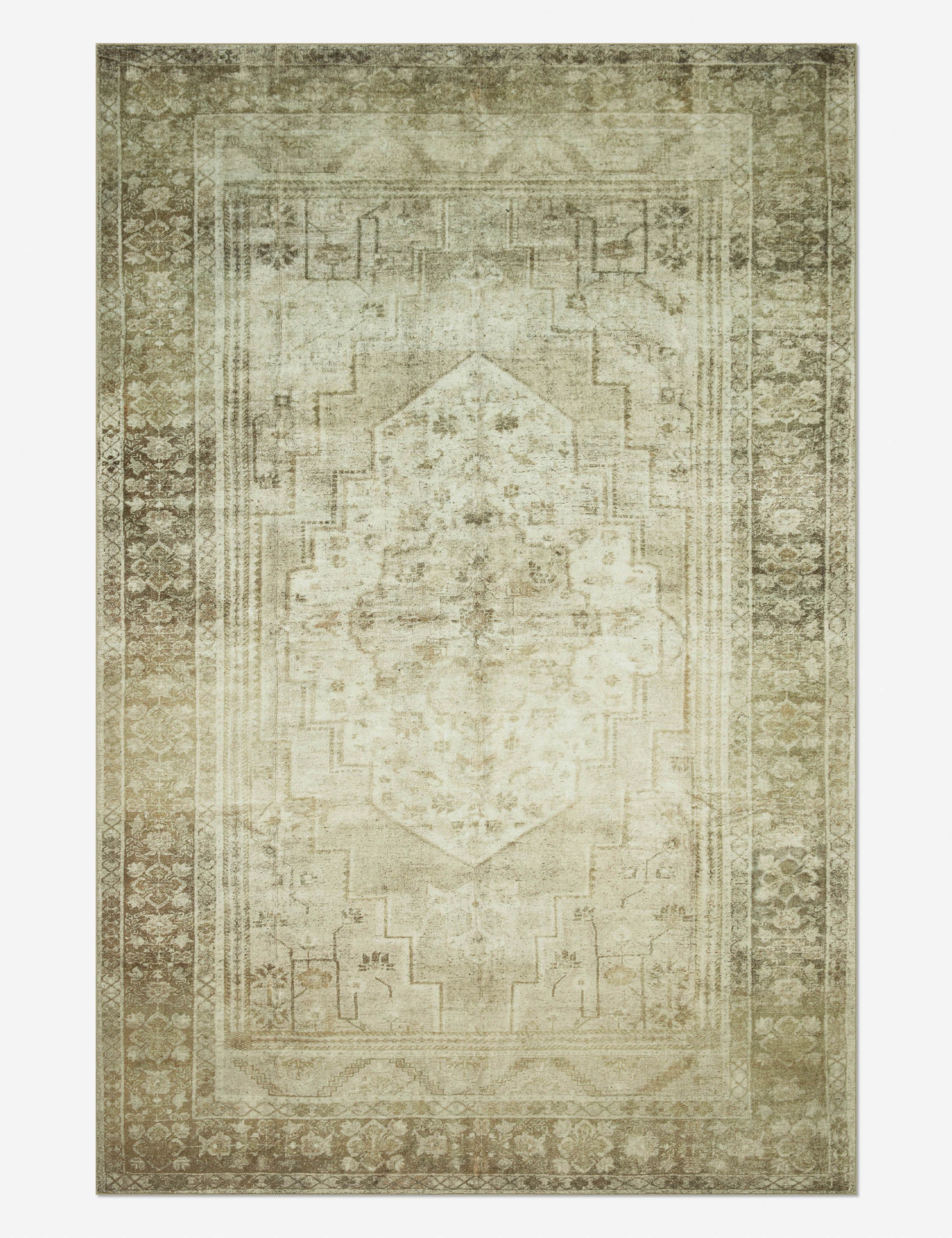Ivory and Granite Washable Wool Blend 5' x 7' Rug